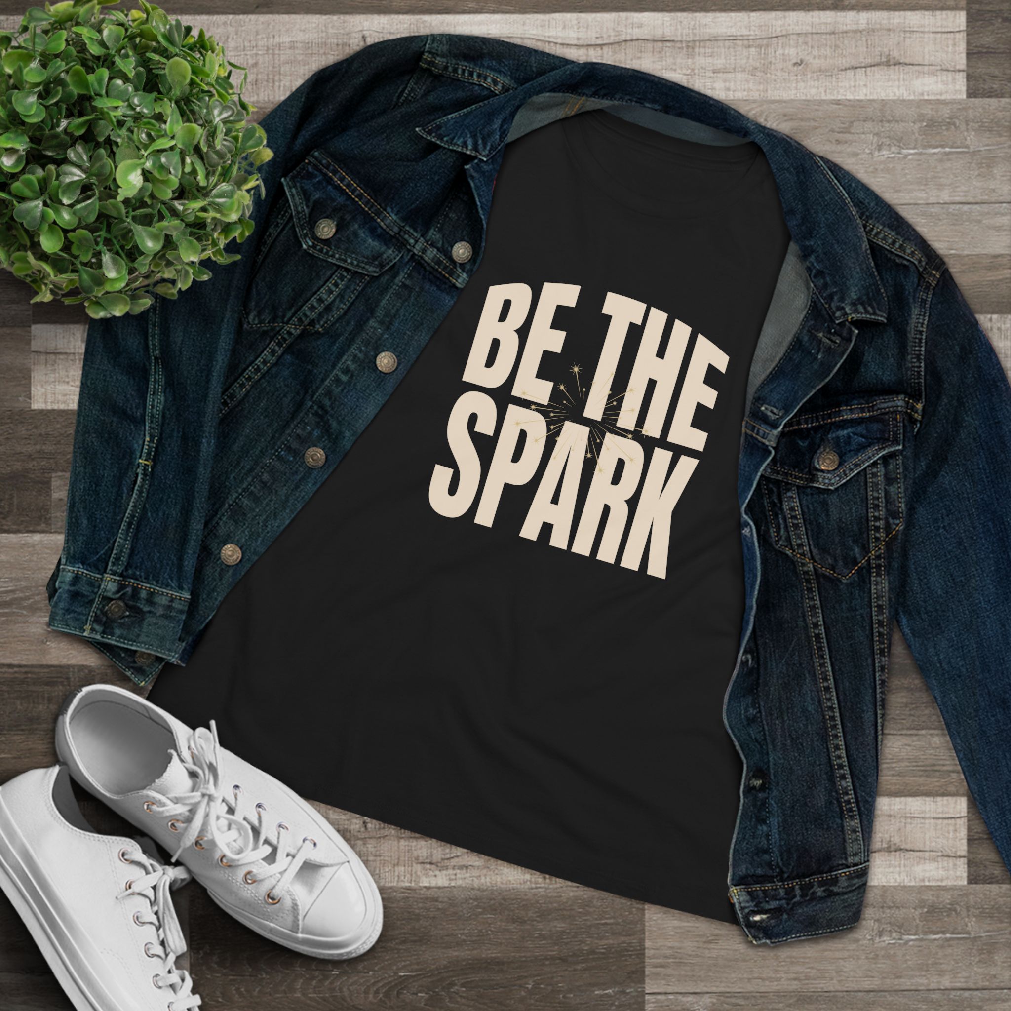 Be The Spark Women's Tee in Black, alternate view