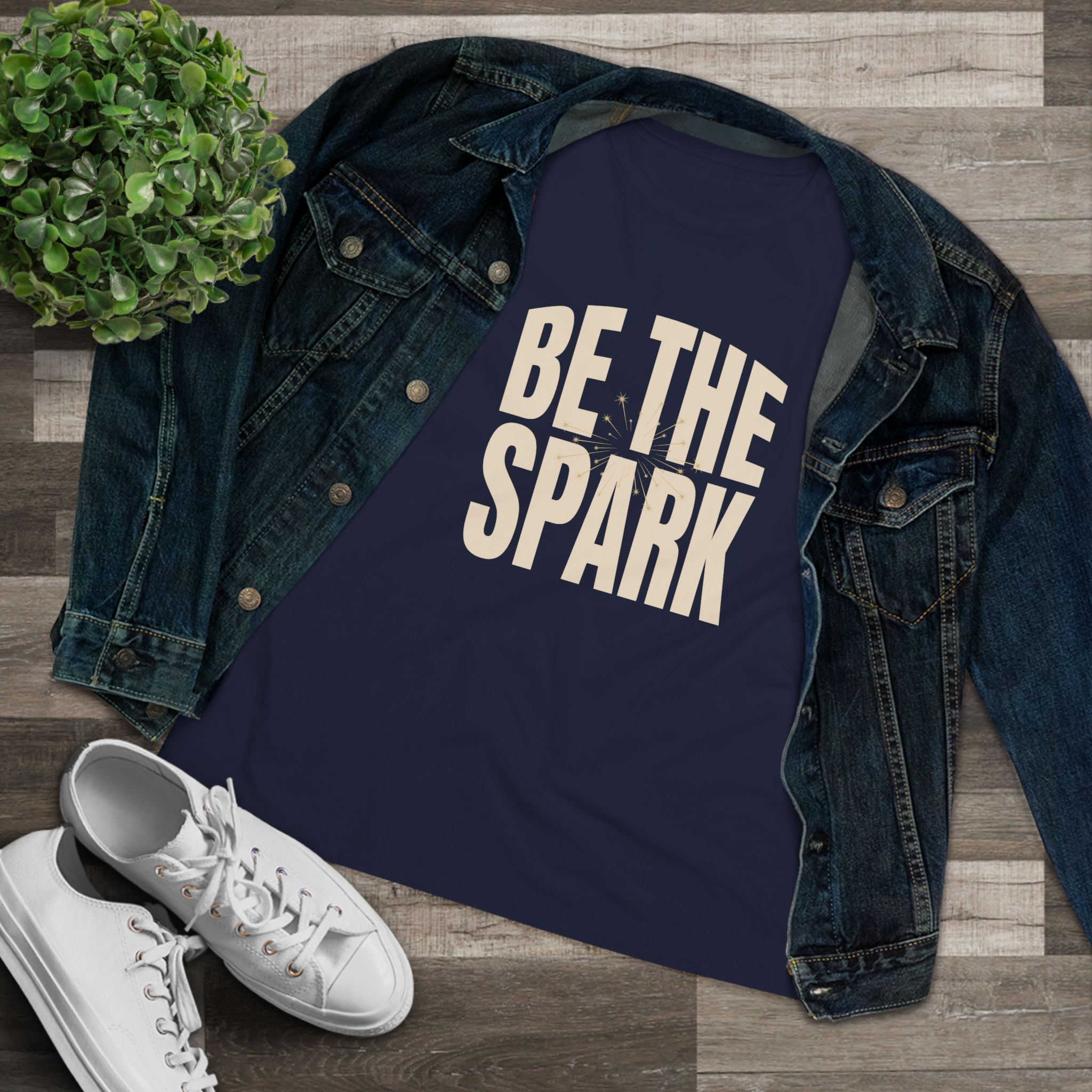 Be The Spark Women's Tee in Navy, alternate view