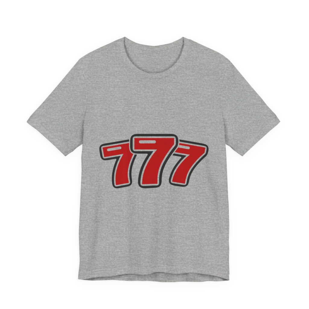 Triple 7s Tee (Red) in Athletic Heather