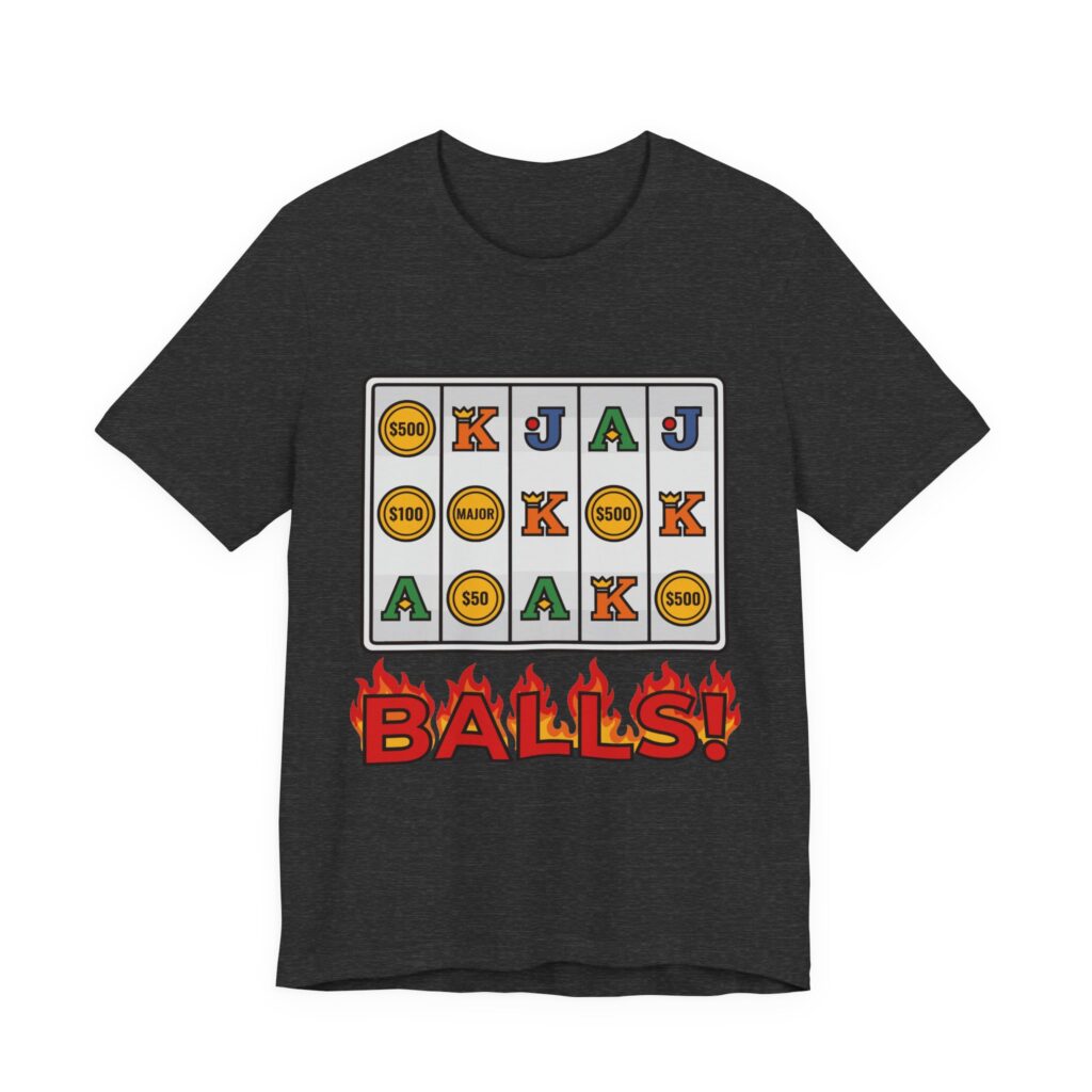 BALLS! Fire Reels Tee in Dark Grey Heather