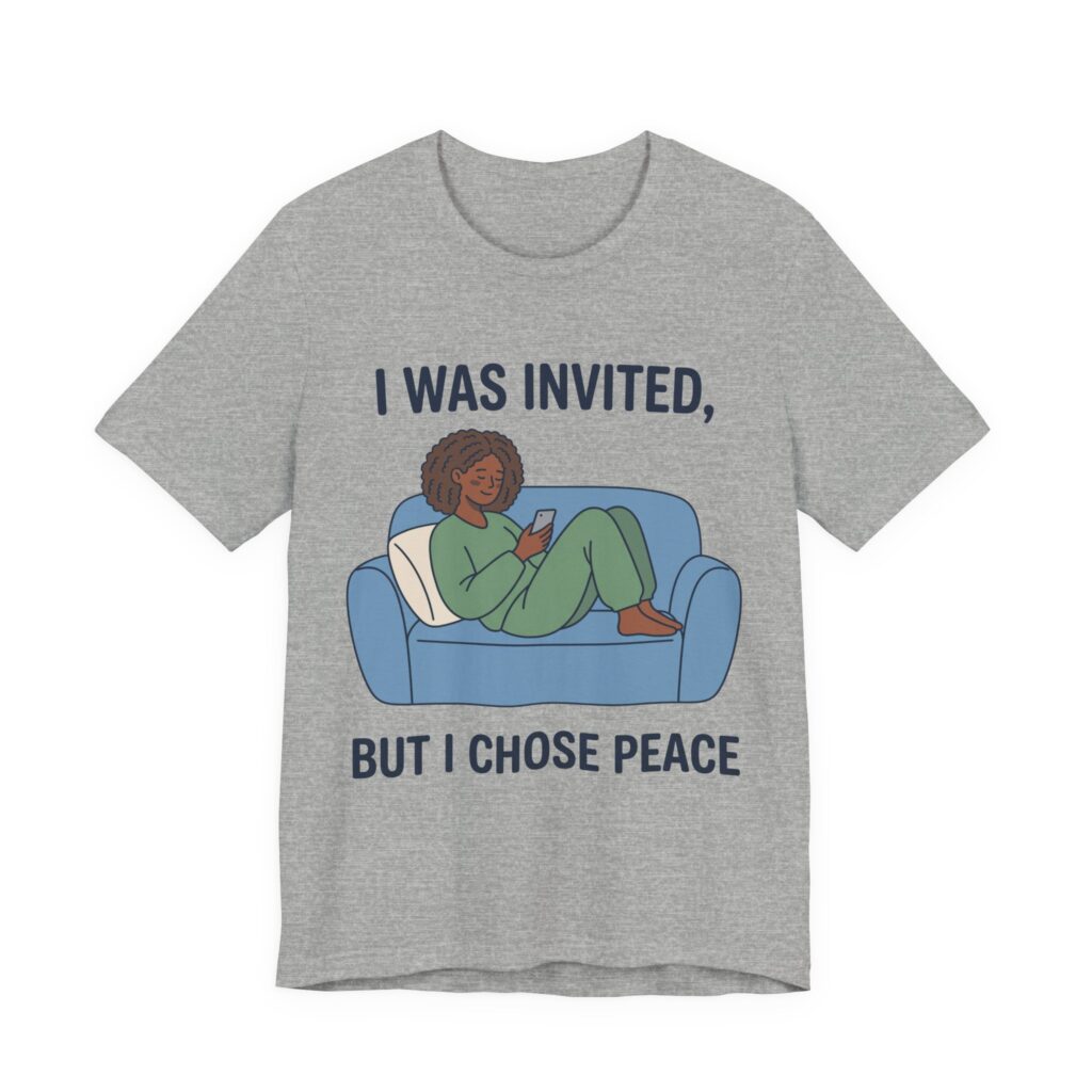 I Was Invited, But I Chose Peace (Curly Hair) Tee in Athletic Heather