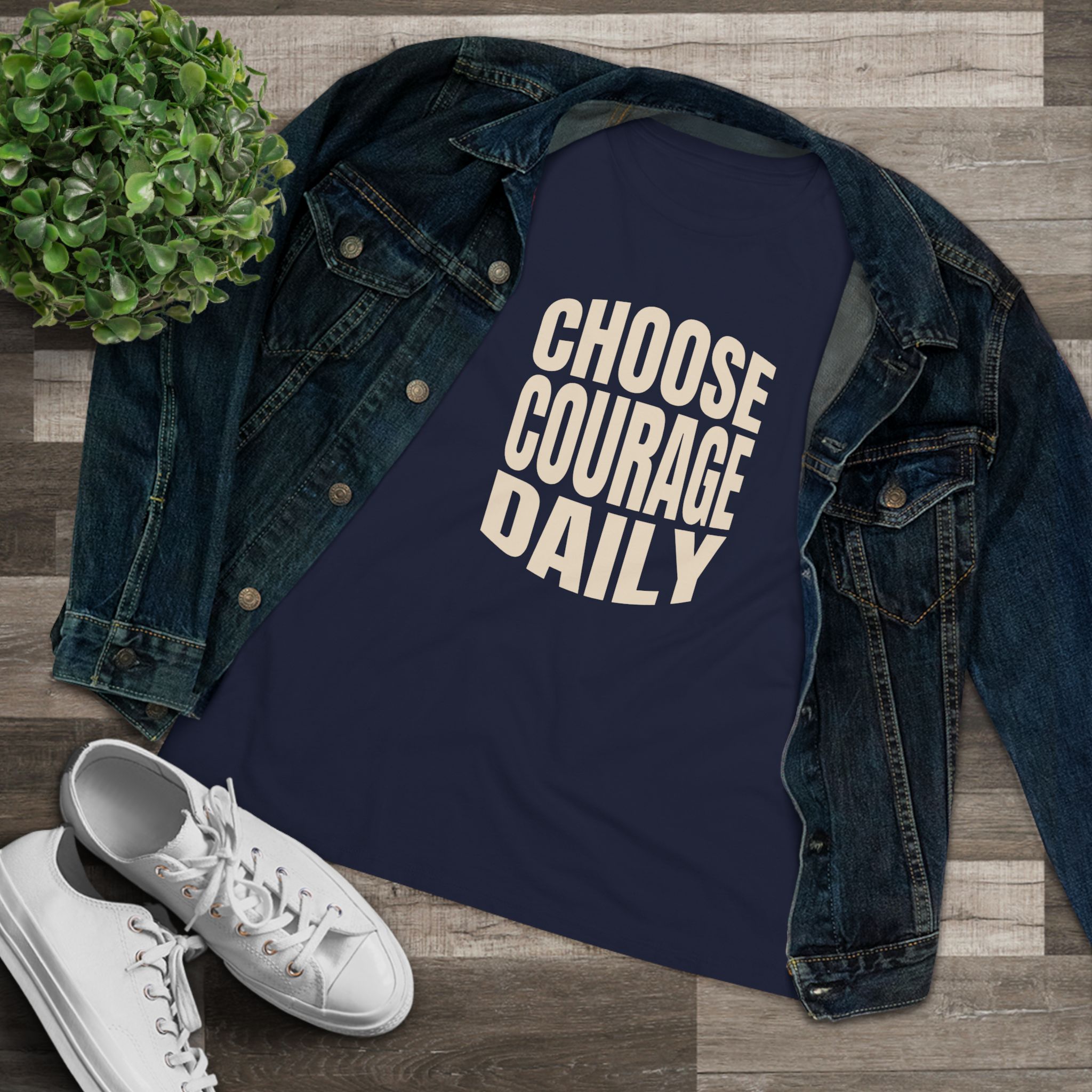 Choose Courage Daily Women's Tee in Navy, alternate view