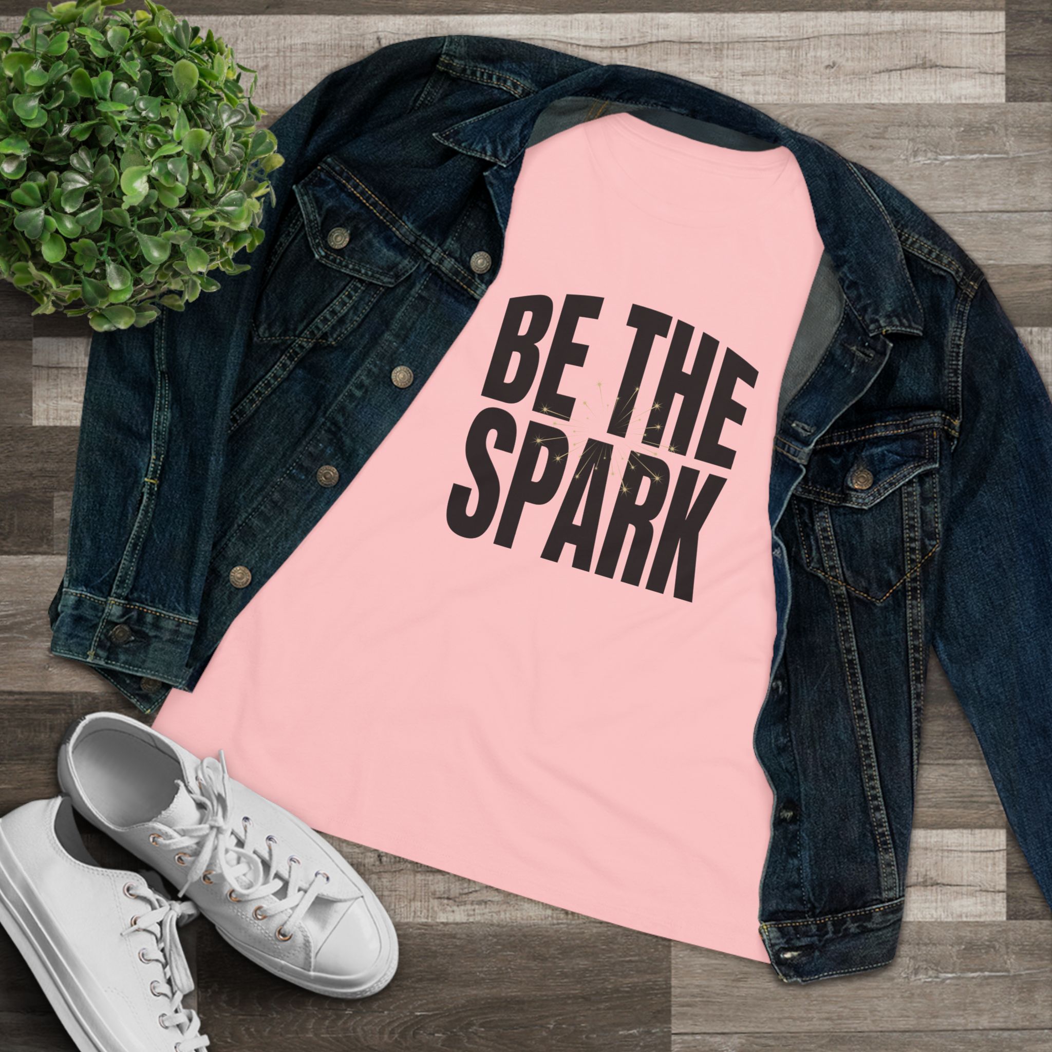 Be The Spark Women's Tee in Pink, alternate view