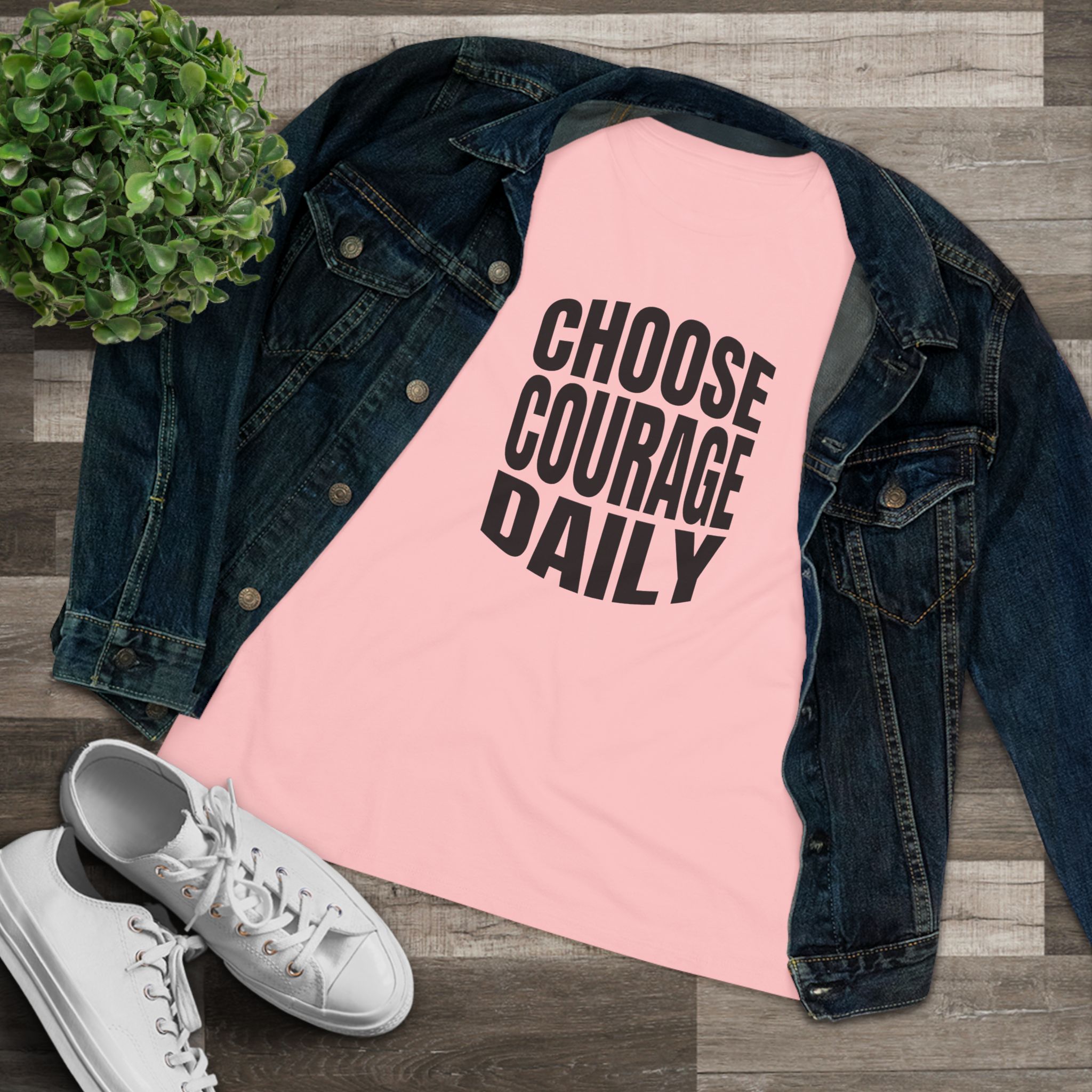 Choose Courage Daily Women's Tee in Pink, alternate view