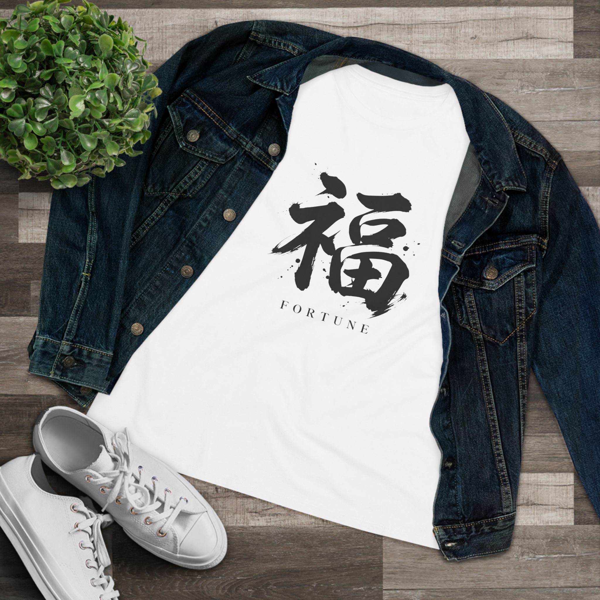 Fortune Kanji Women's Tee in White, alternate view