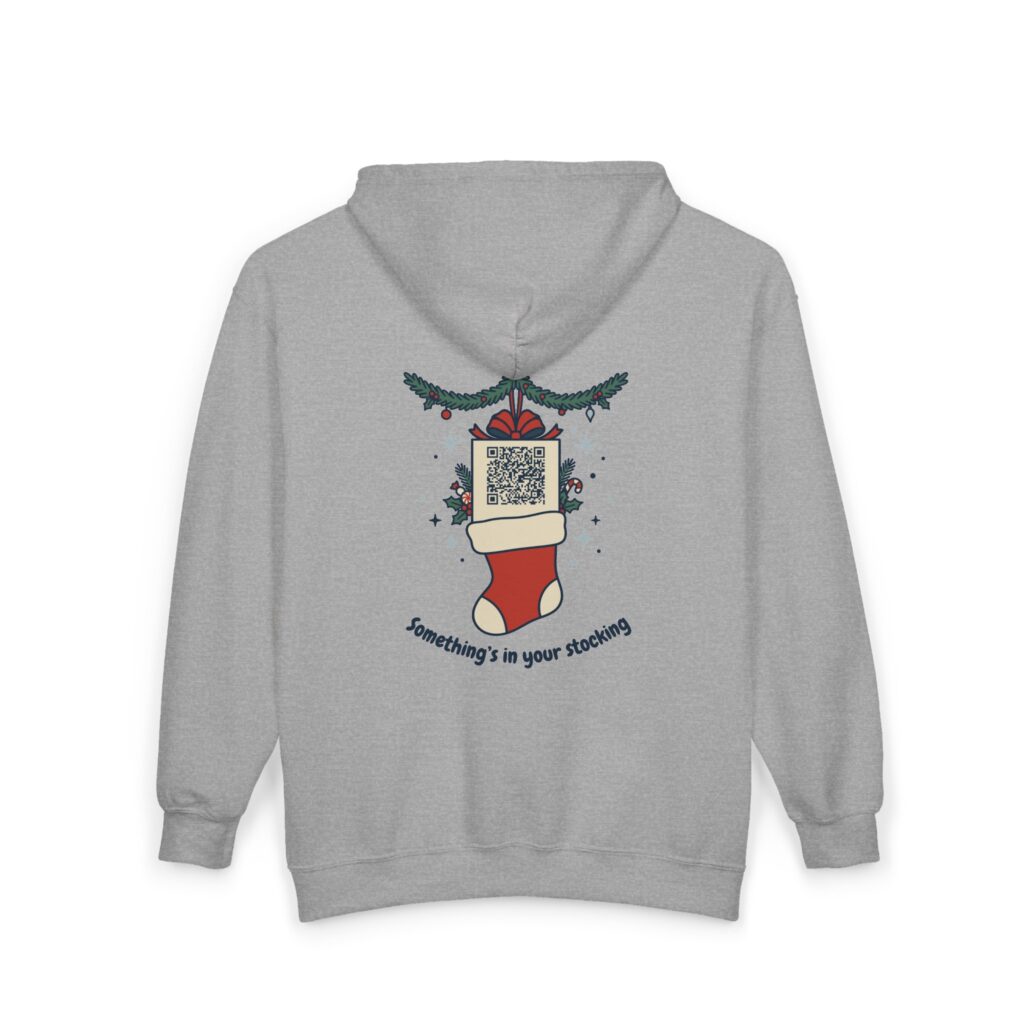Something's in Your Stocking Ripplegram Full-Zip Hoodie in Sport Grey