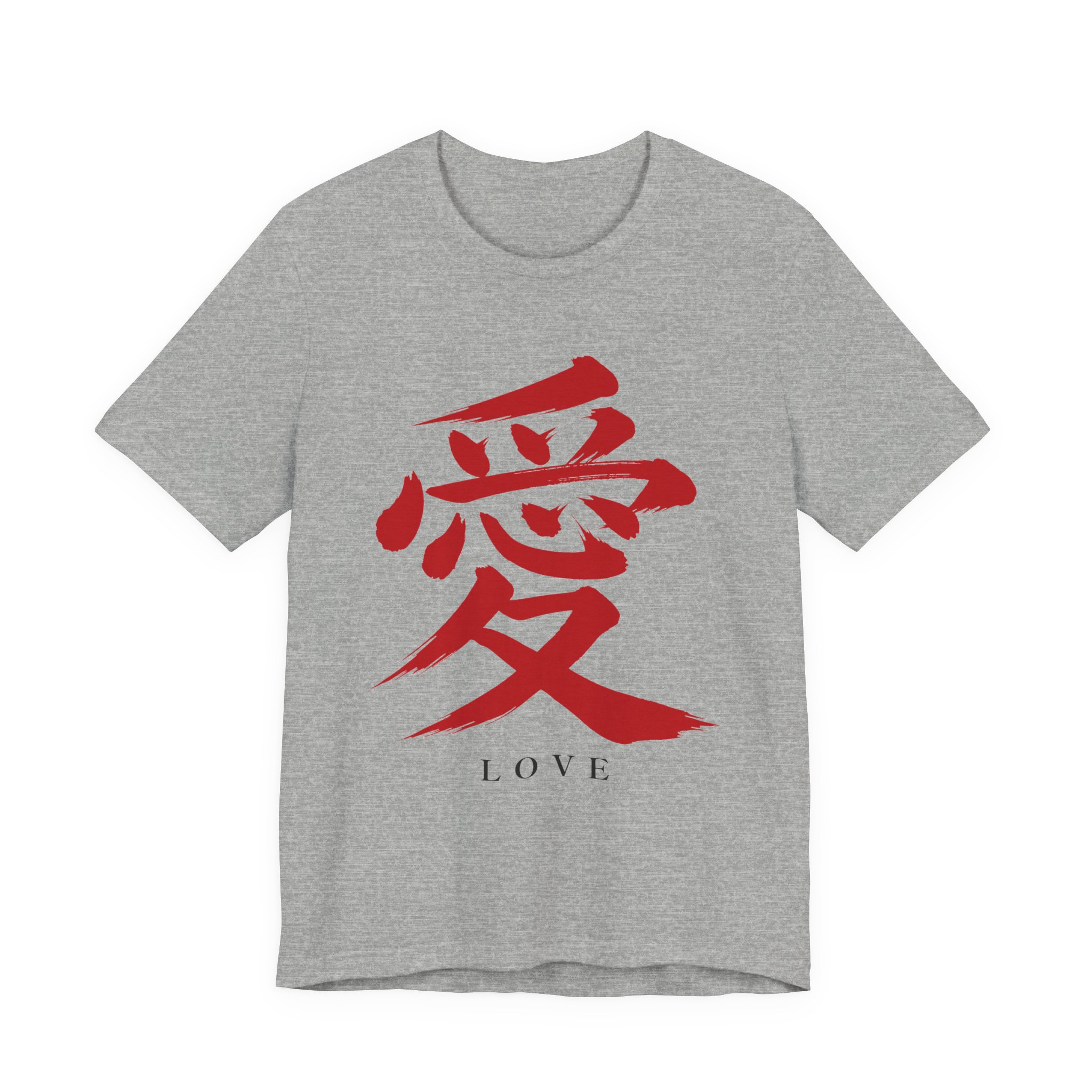 Red Love Kanji Tee in Athletic Heather