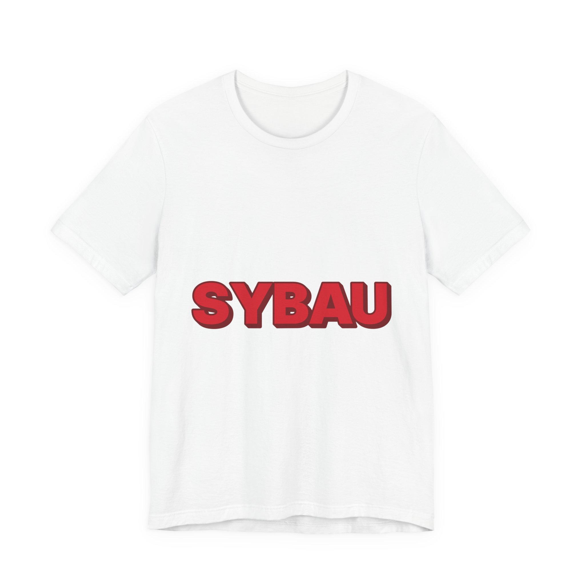 SYBAU Tee (Red on Pink) in White