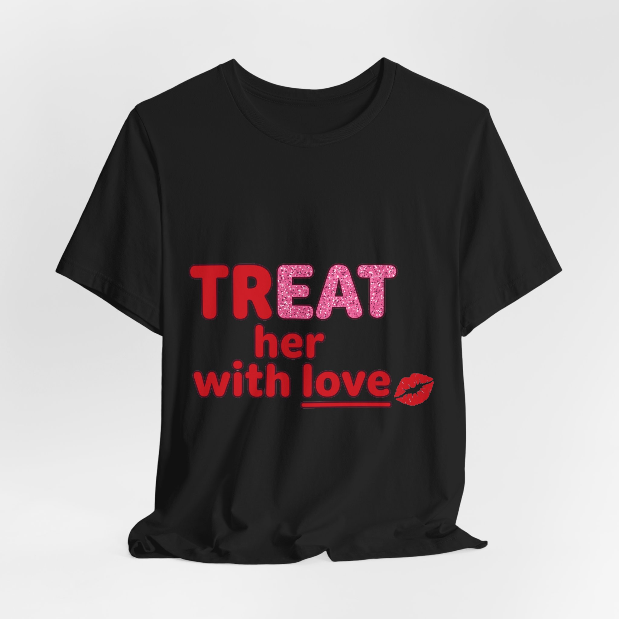 Treat Her With Love (Kiss) Tee in Black, alternate view