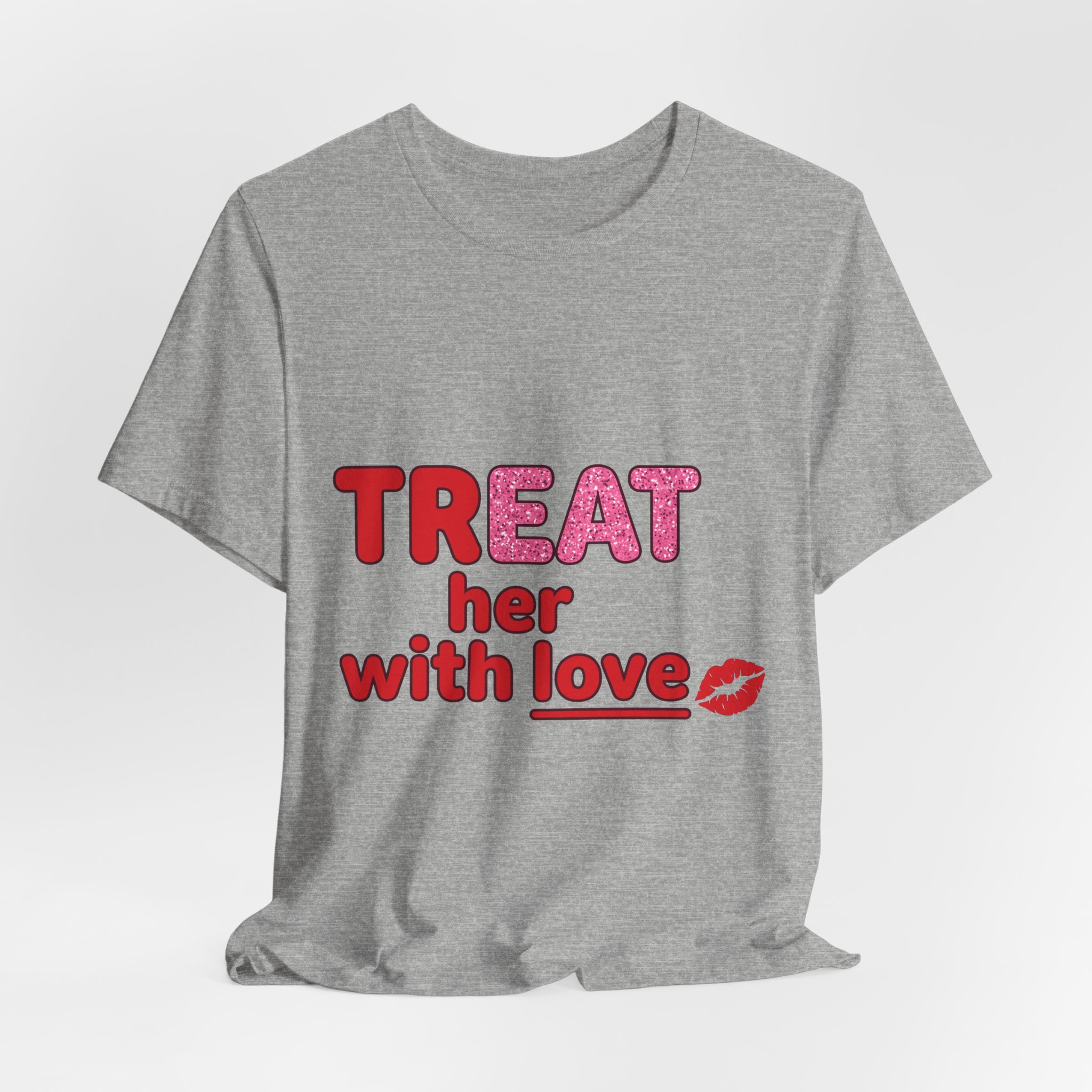 Treat Her With Love (Kiss) Tee in Athletic Heather, alternate view
