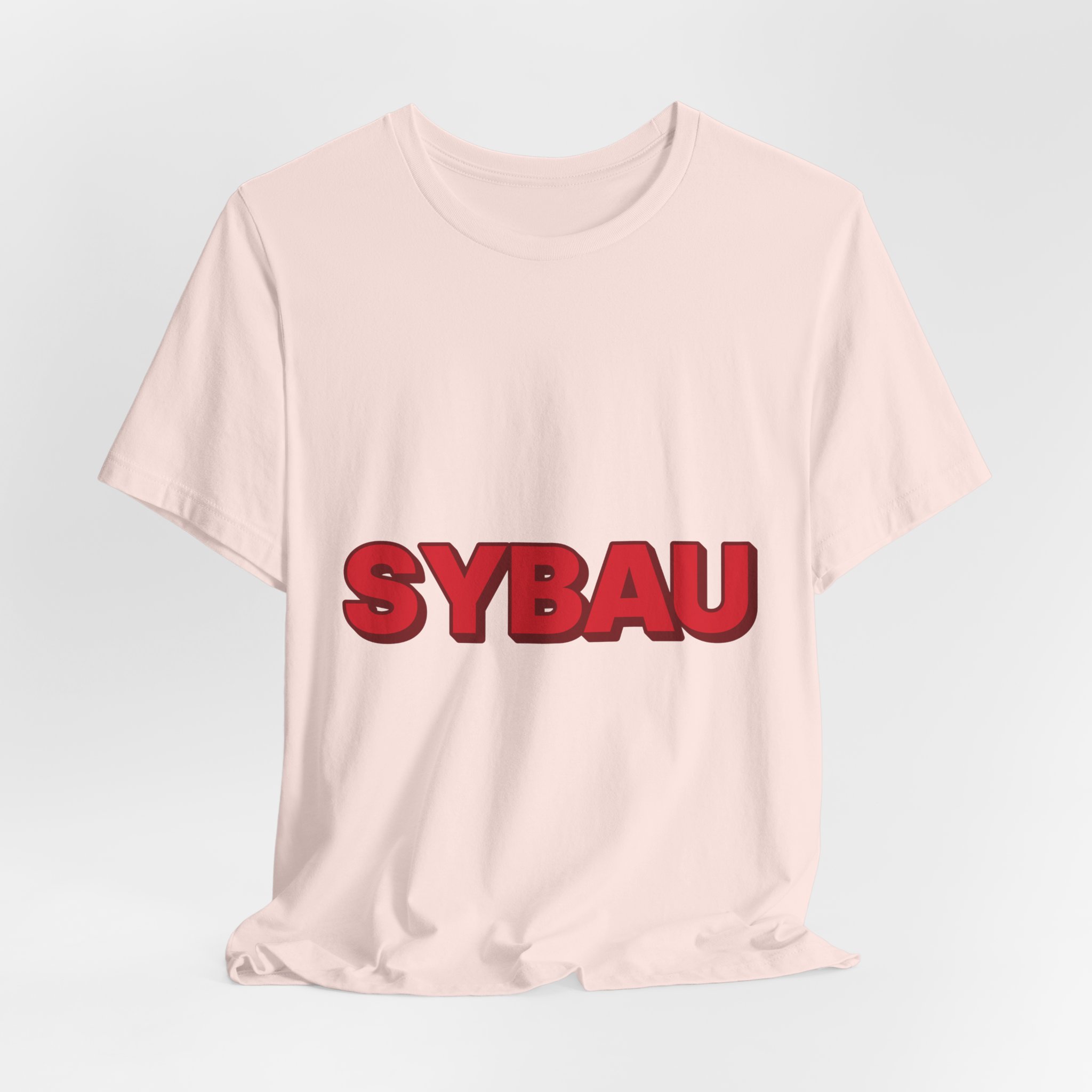 SYBAU Tee (Red on Pink) in Soft Pink, alternate view