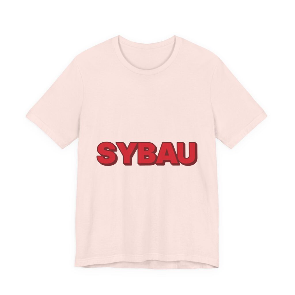 SYBAU Tee (Red on Pink) in Soft Pink