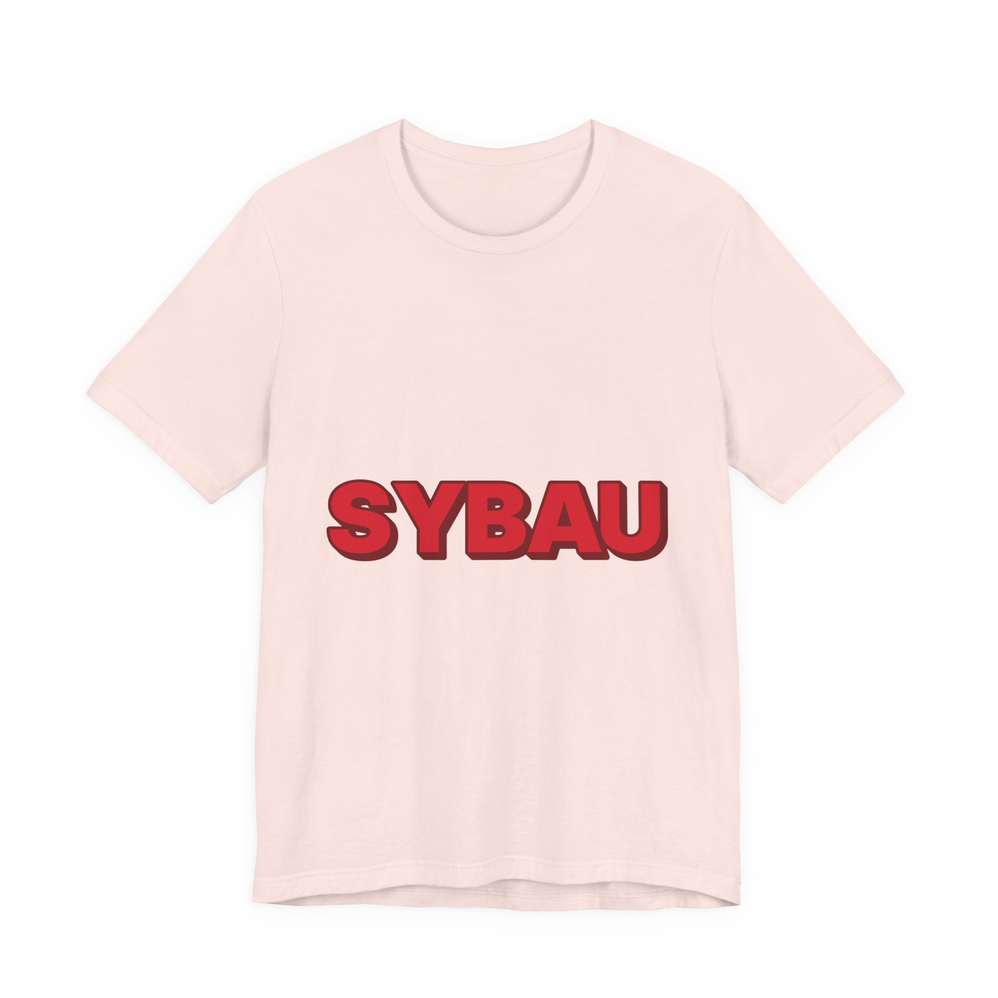 SYBAU Tee (Red on Pink) in Soft Pink