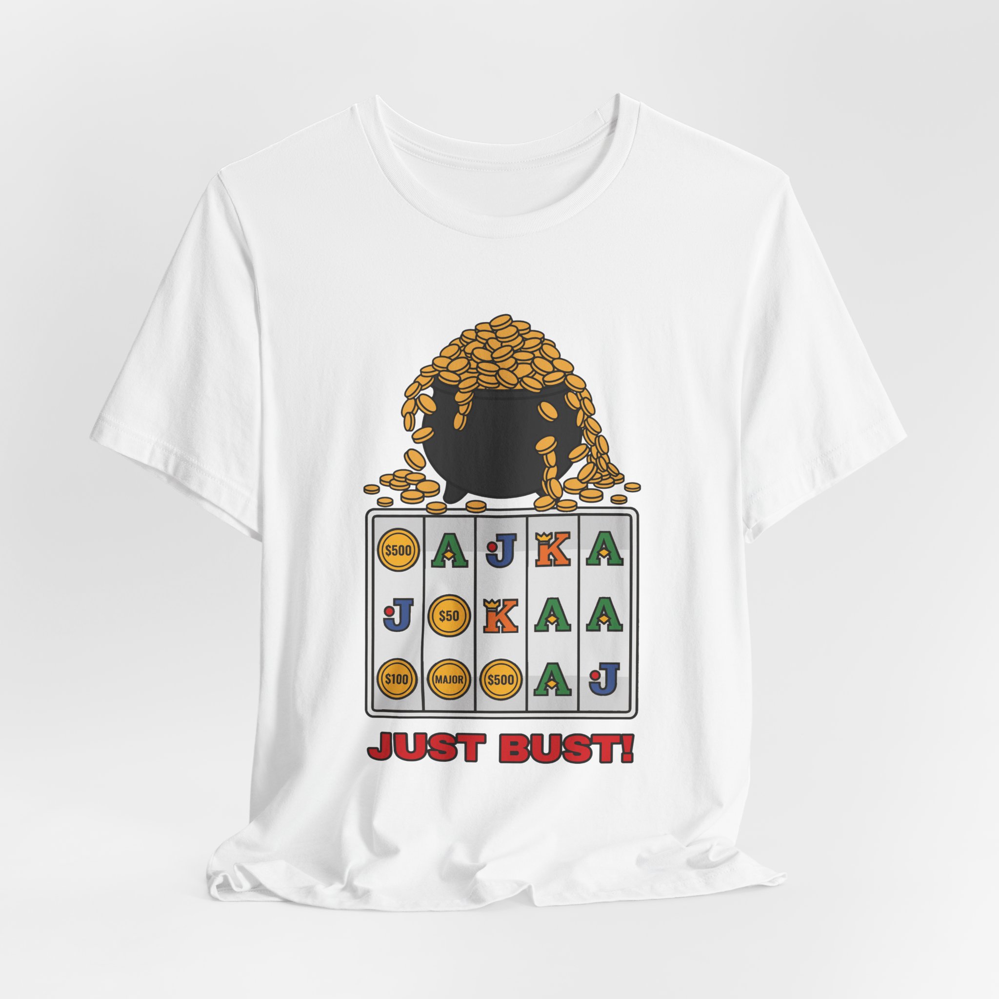 Just Bust! Tee (Full Color) in White, alternate view