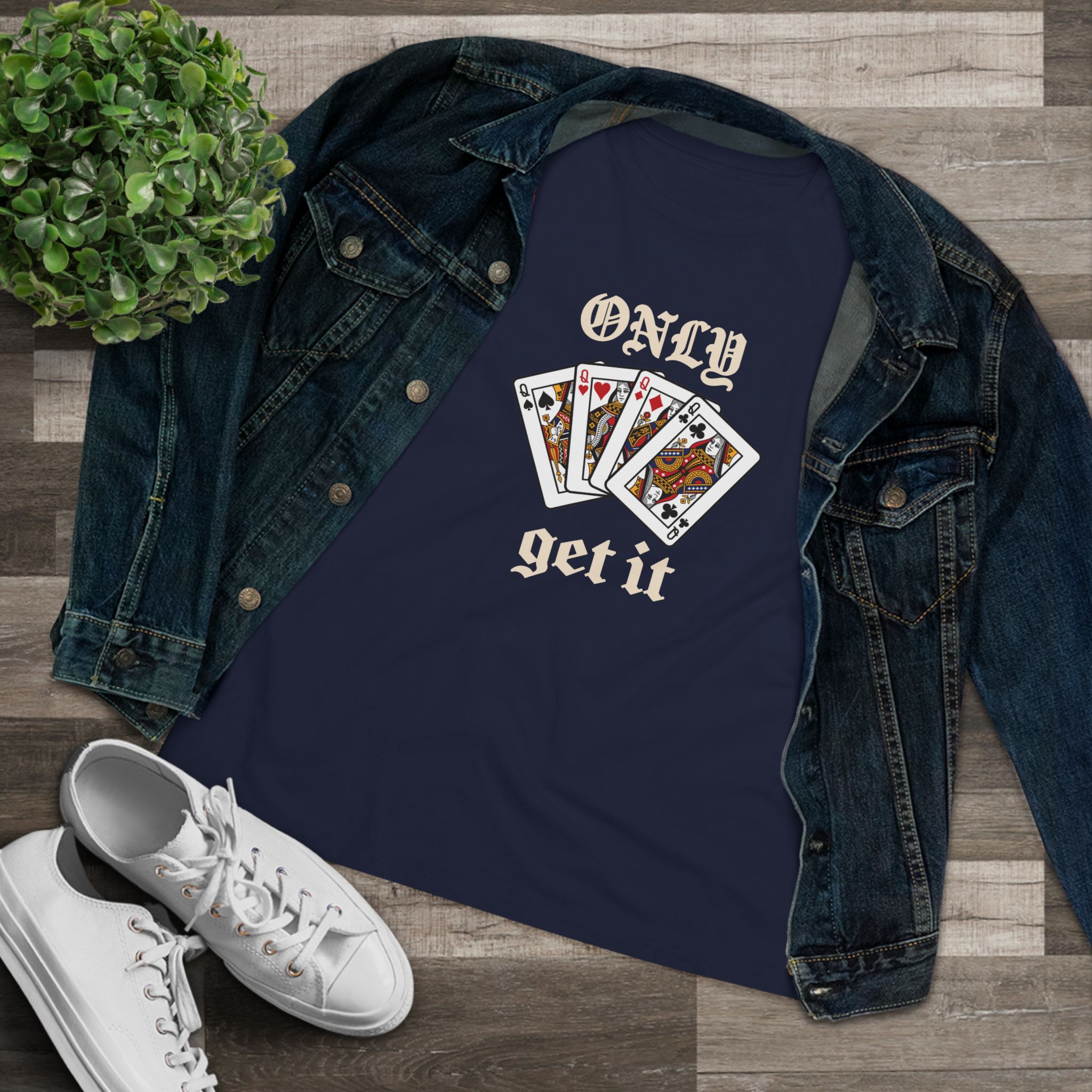 Only Queens Get It Women's Tee in Navy, alternate view