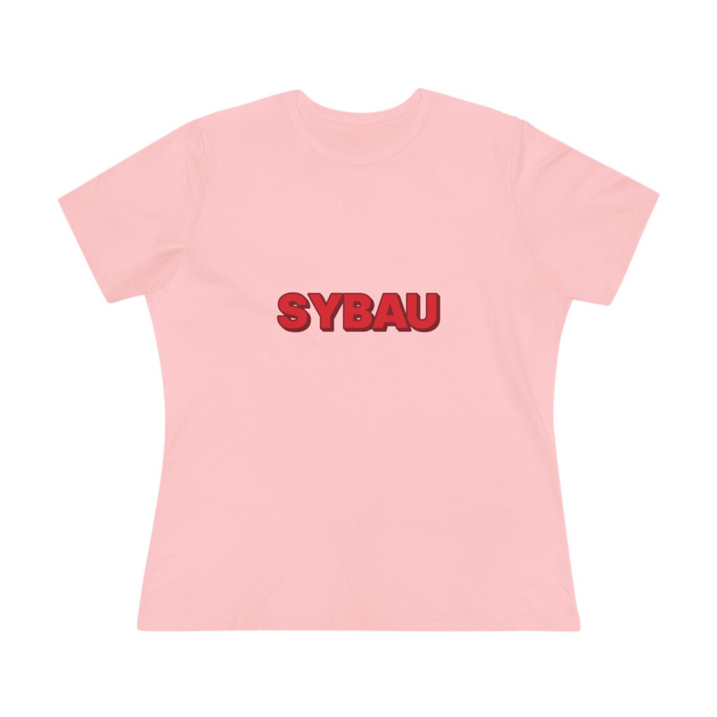 SYBAU Women's Tee (Red on Pink) in Pink