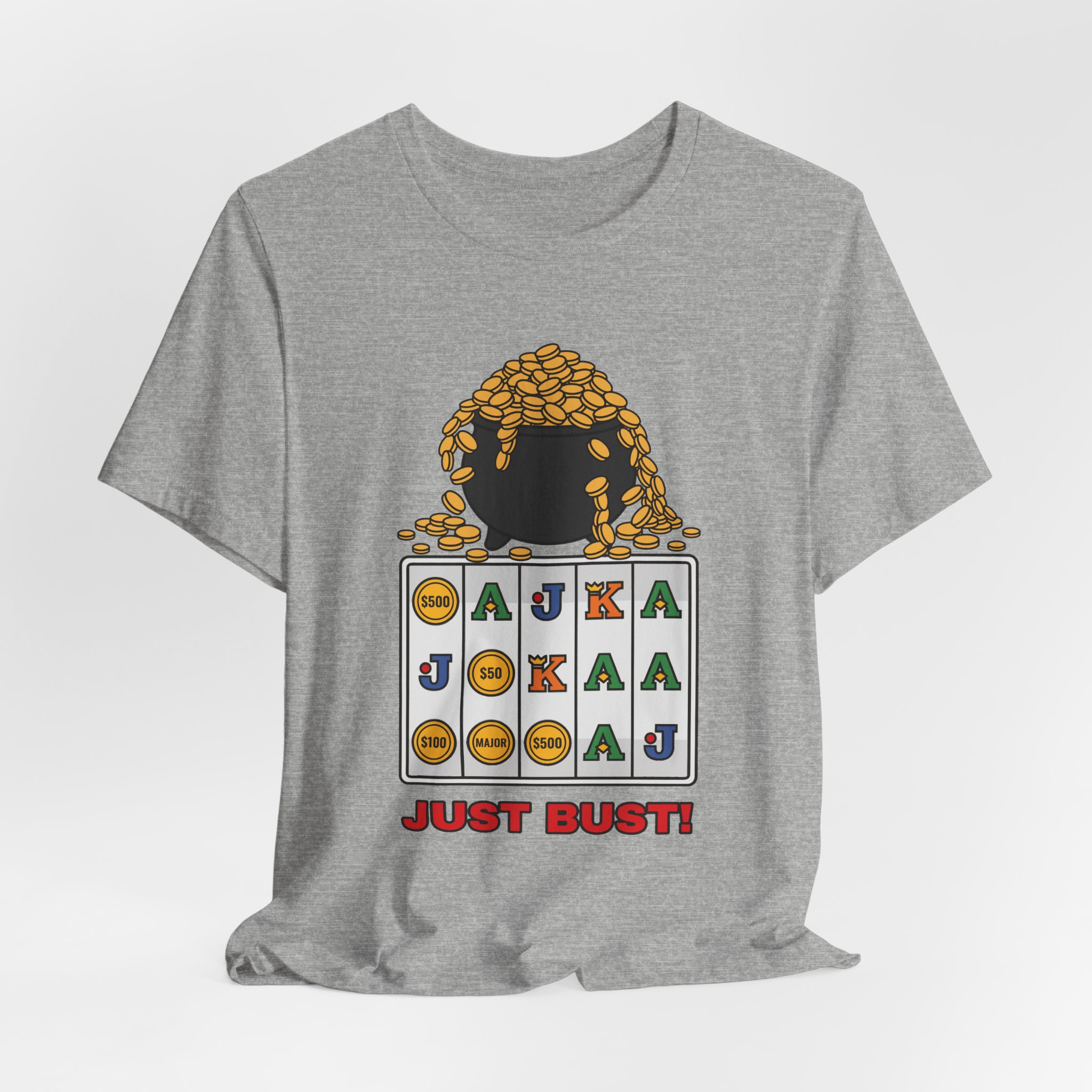 Just Bust! Tee (Full Color) in Athletic Heather, alternate view