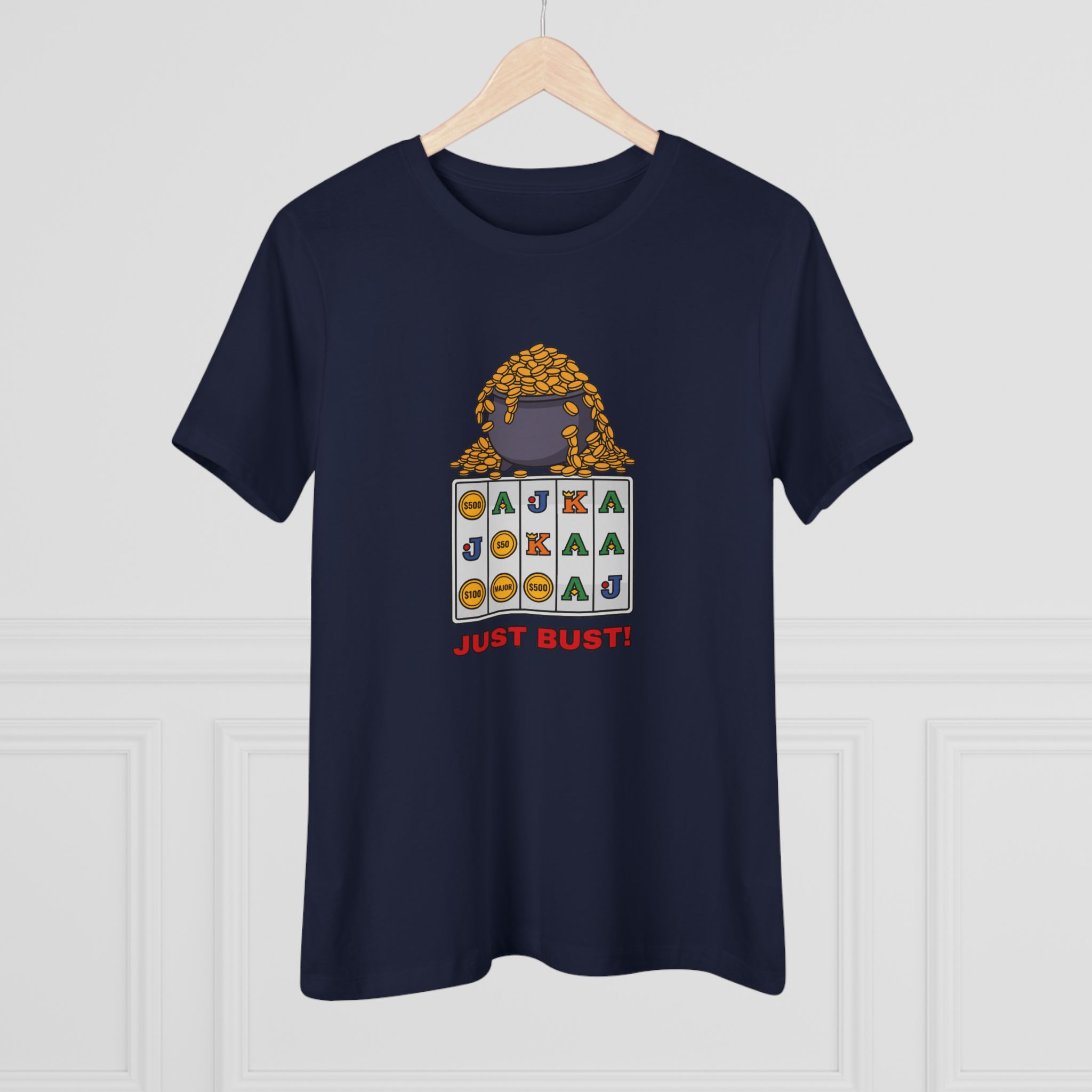 Just Bust! Women's Tee (Full Color) in Navy, alternate view