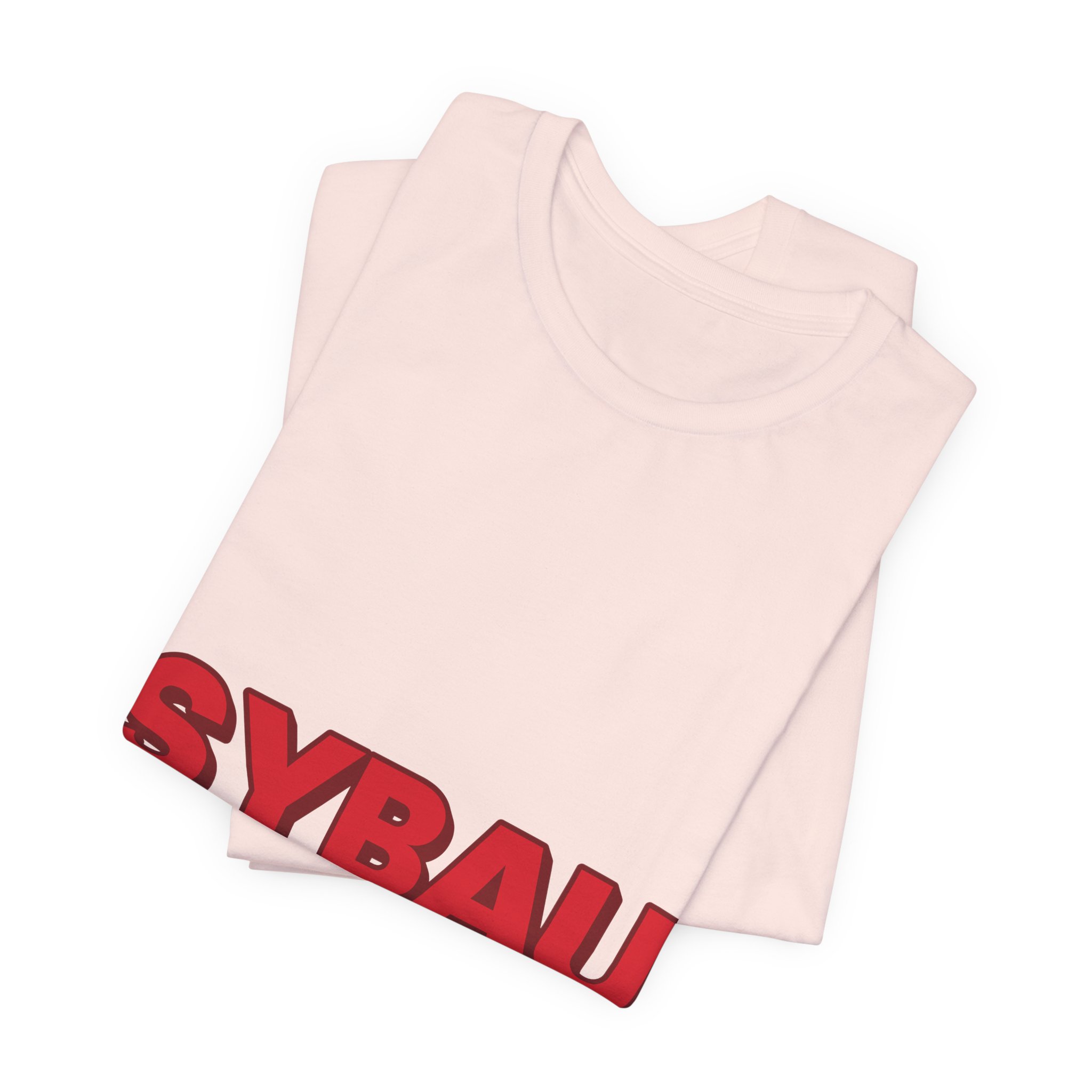 SYBAU Tee (Red on Pink) in Soft Pink, alternate view