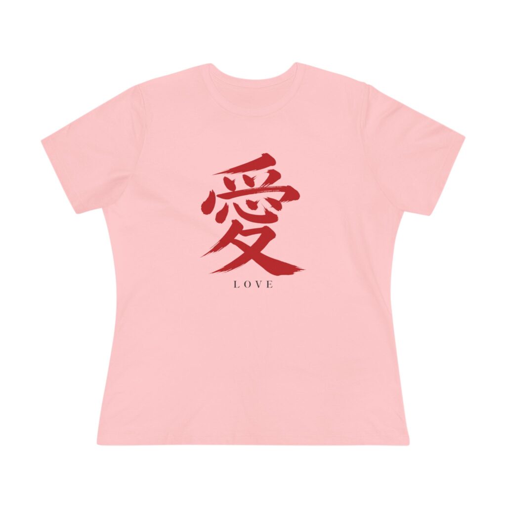 Red Love Kanji Women's Tee in Pink