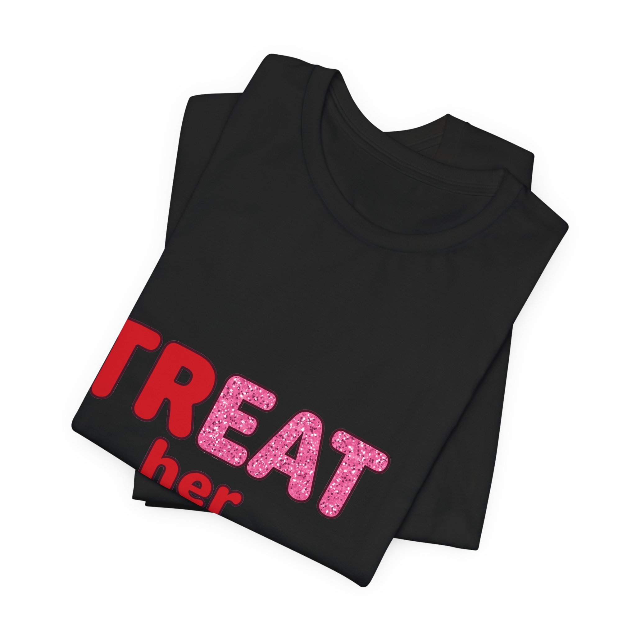 Treat Her With Love (Kiss) Tee in Black, alternate view