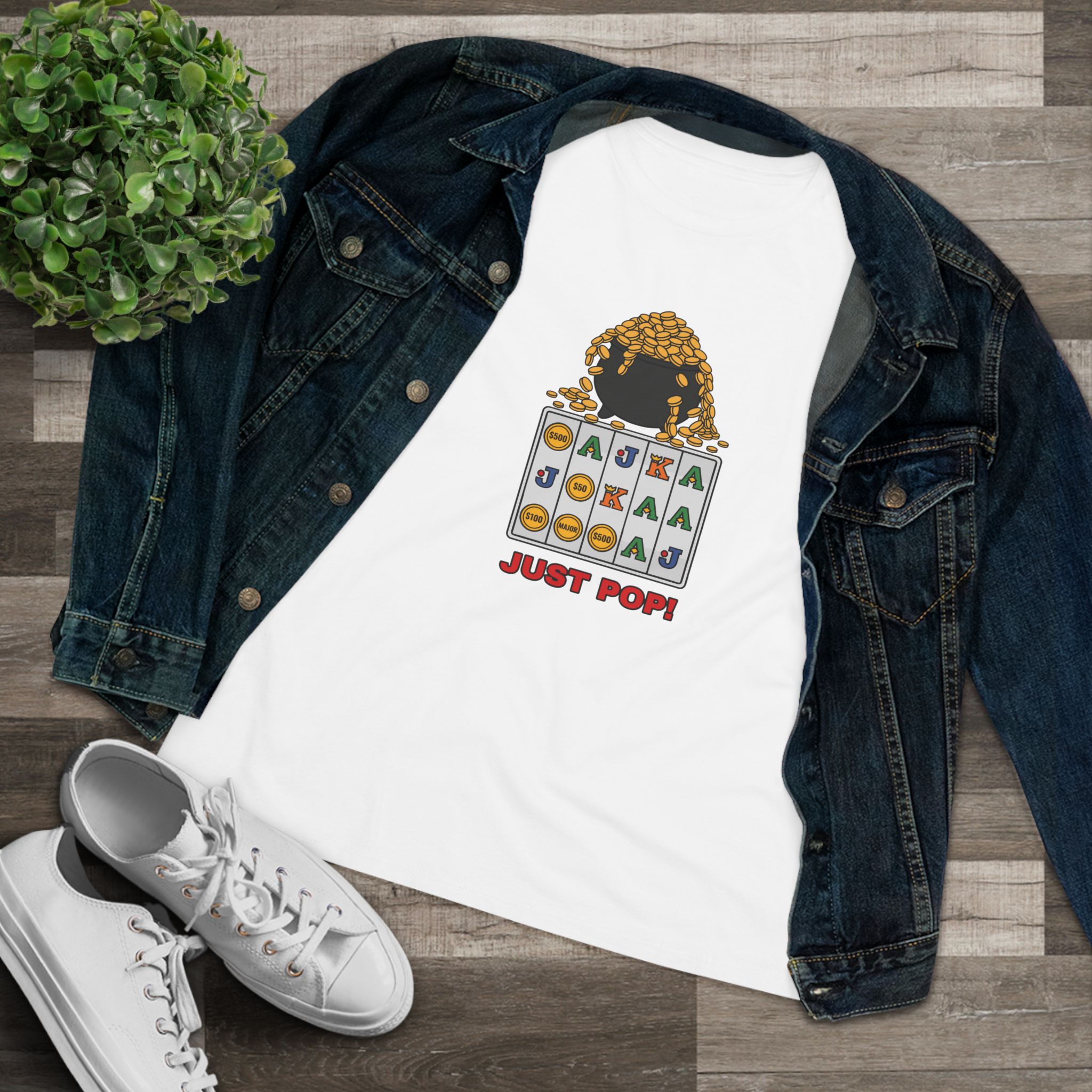 Just Pop! Women's Tee (Full Color) in White, alternate view