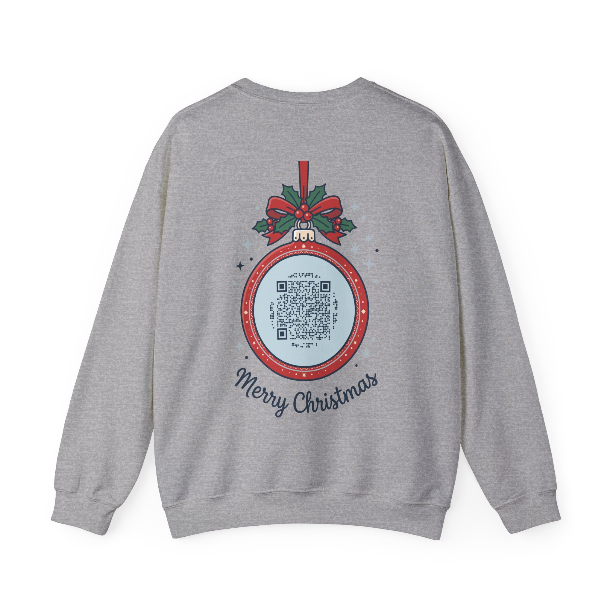 Merry Christmas Ornament Ripplegram Crewneck Sweatshirt in Sport Grey
