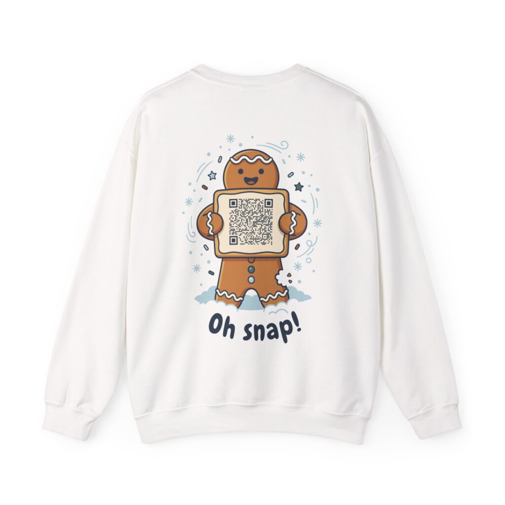 Oh Snap! Gingerbread Ripplegram Crewneck Sweatshirt in White
