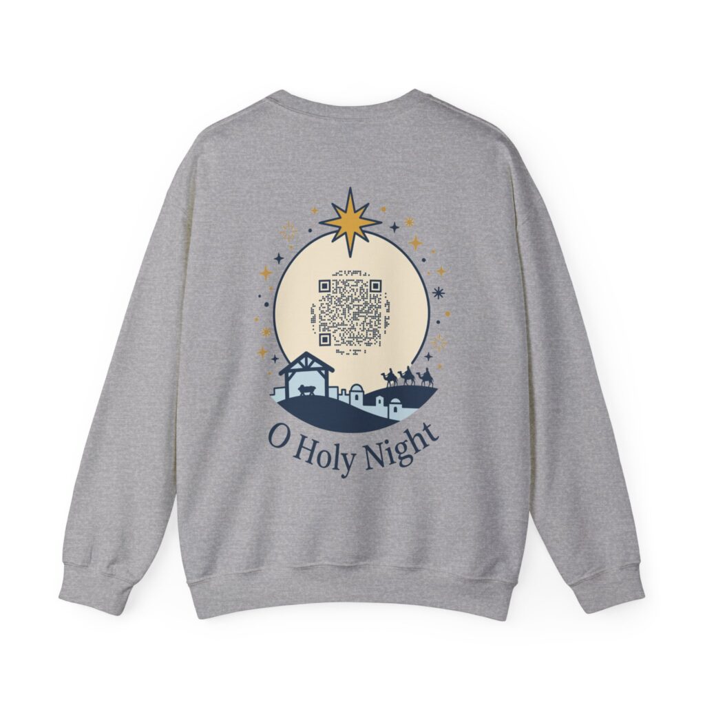 O Holy Night Ripplegram Crewneck Sweatshirt in Sport Grey