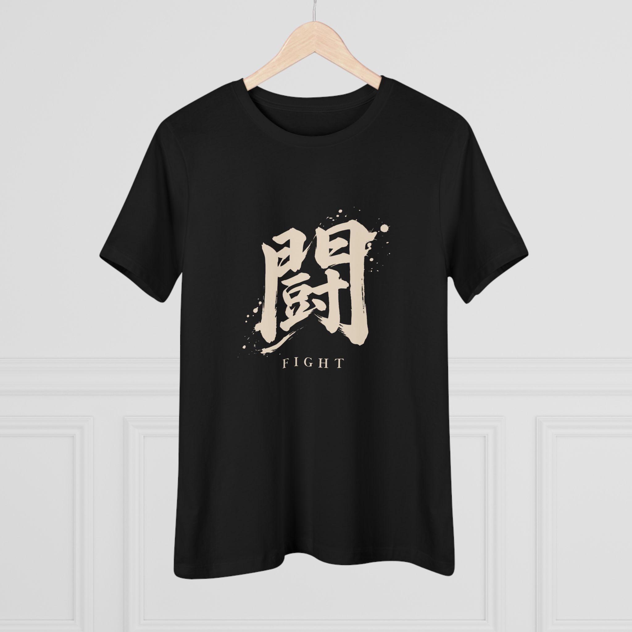 Fight Kanji Women's Tee in Black, alternate view