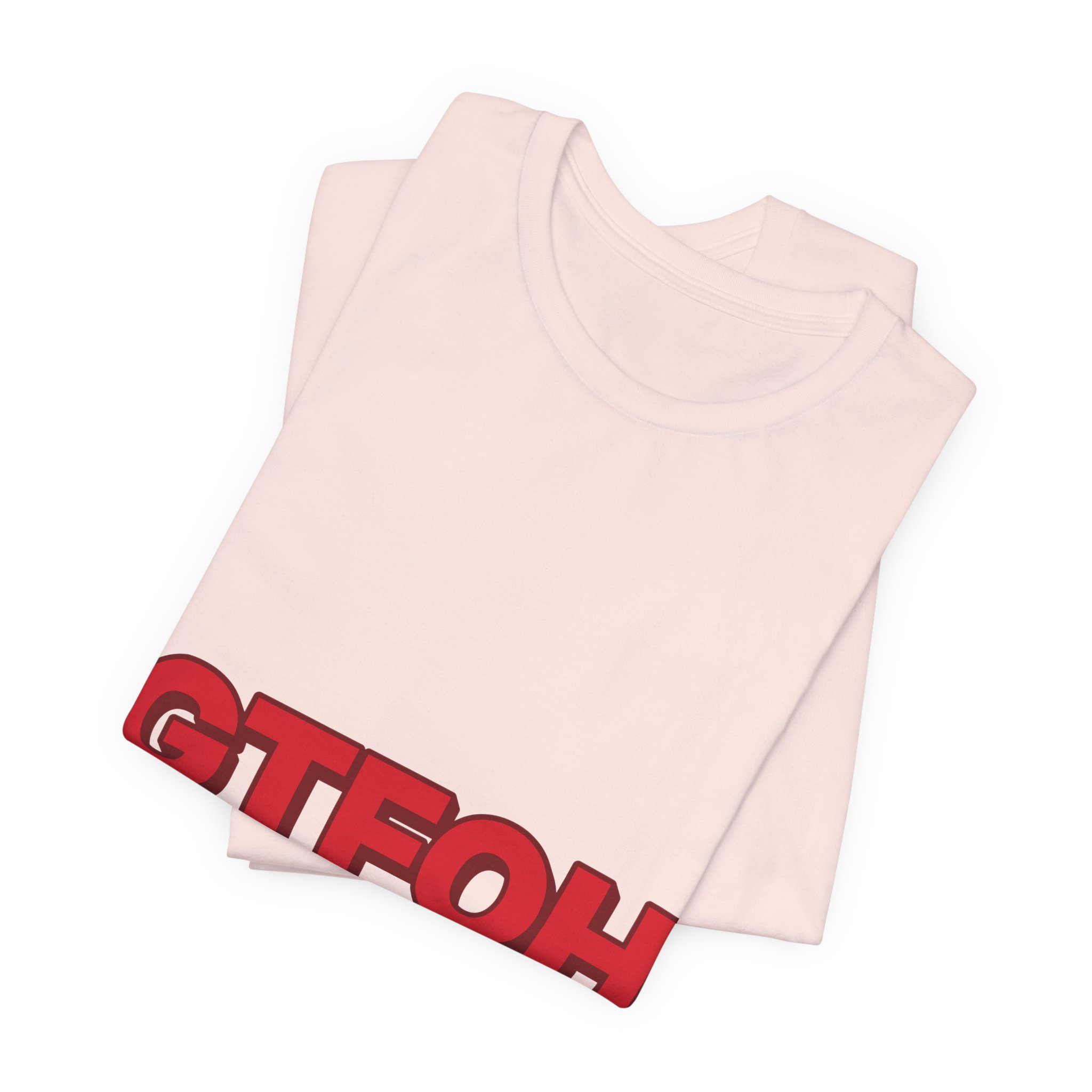 GTFOH Tee (Red on Pink) in Soft Pink, alternate view