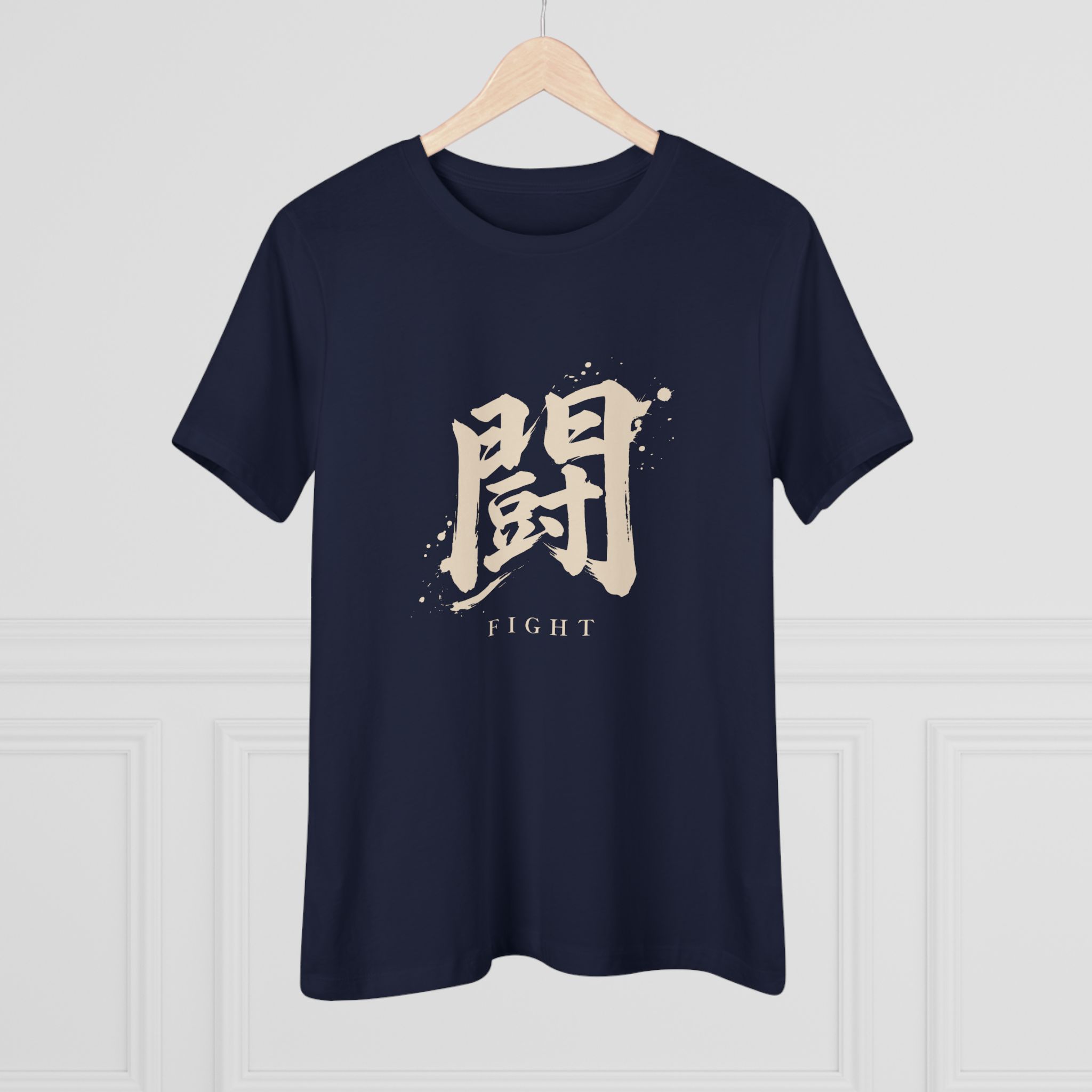 Fight Kanji Women's Tee in Navy, alternate view