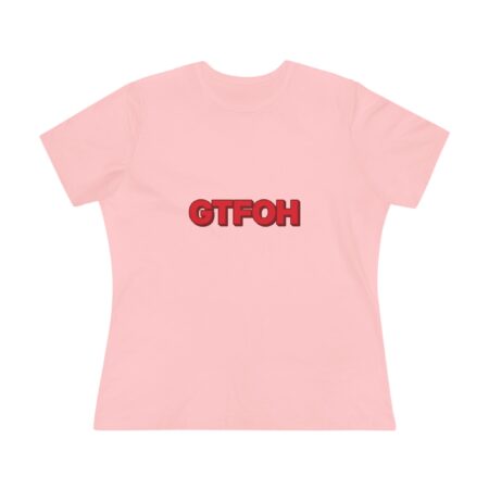 GTFOH Women's Tee (Red on Pink) in Pink
