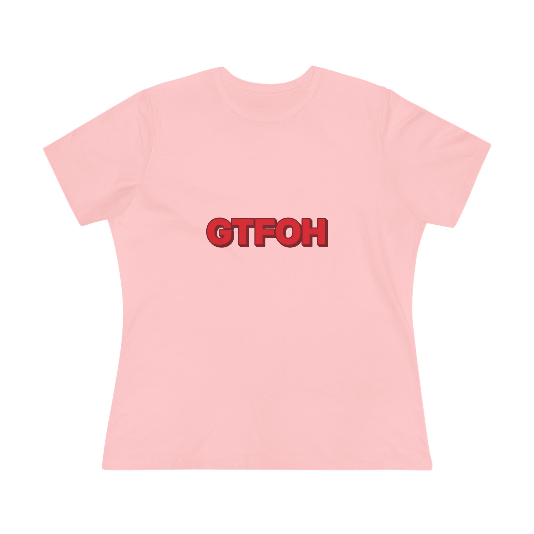 GTFOH Women's Tee (Red on Pink) in Pink