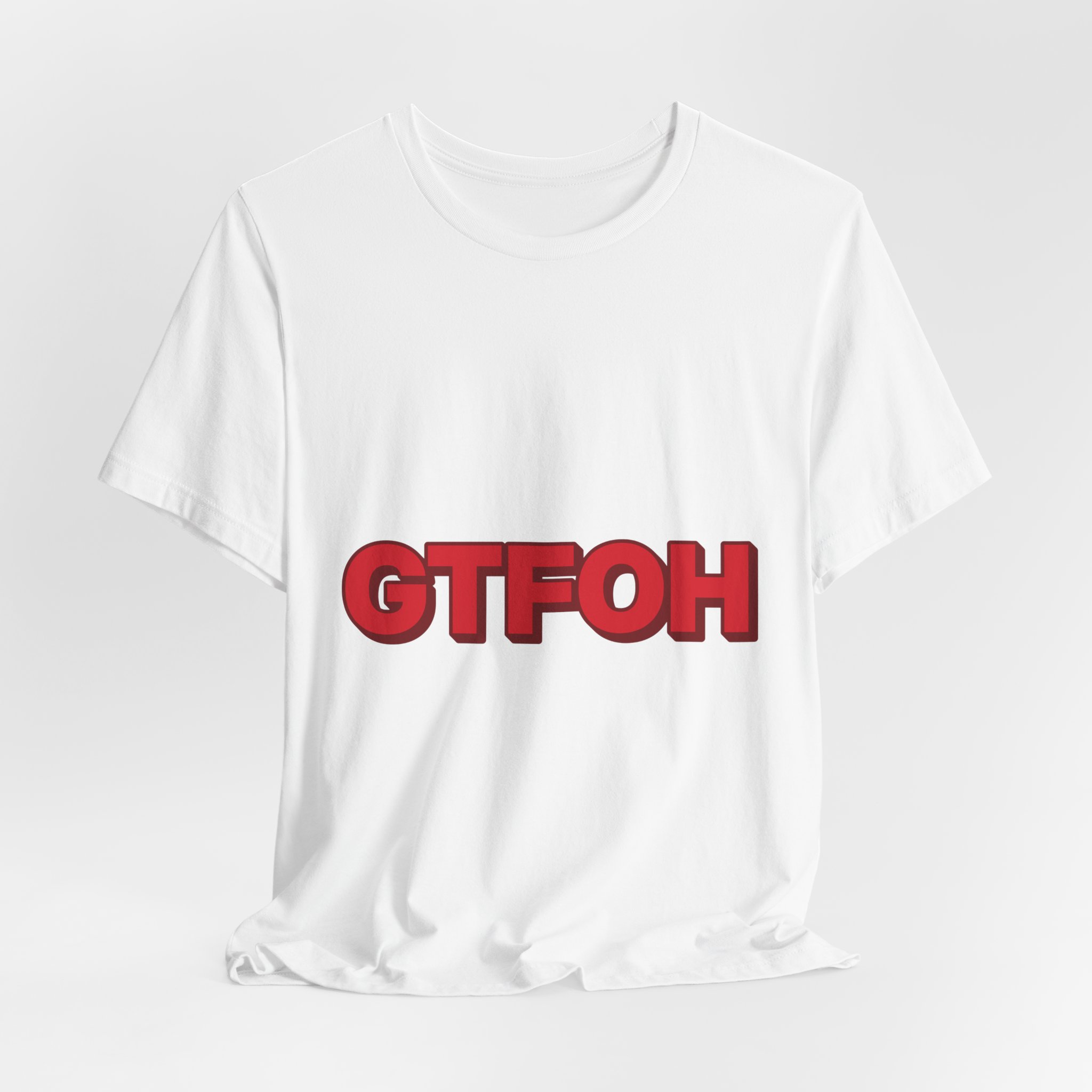 GTFOH Tee (Red on Pink) in White, alternate view