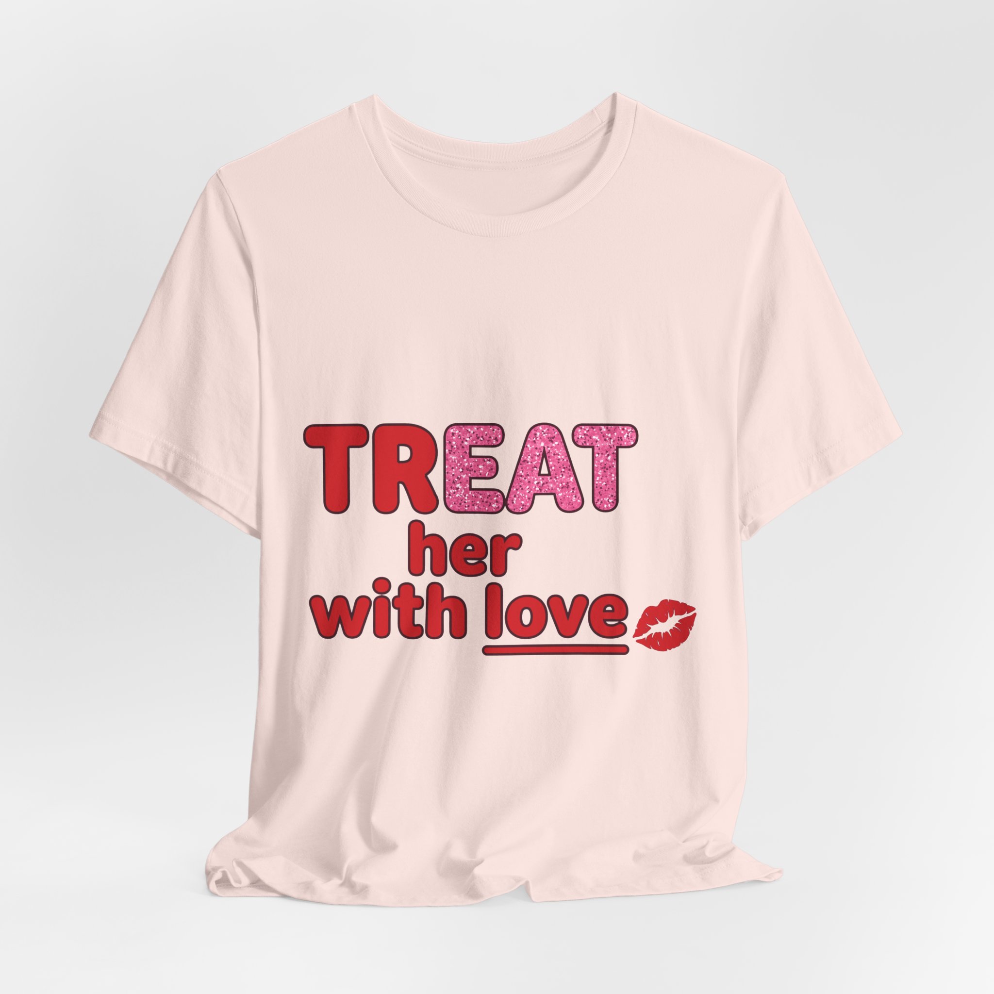 Treat Her With Love (Kiss) Tee in Soft Pink, alternate view