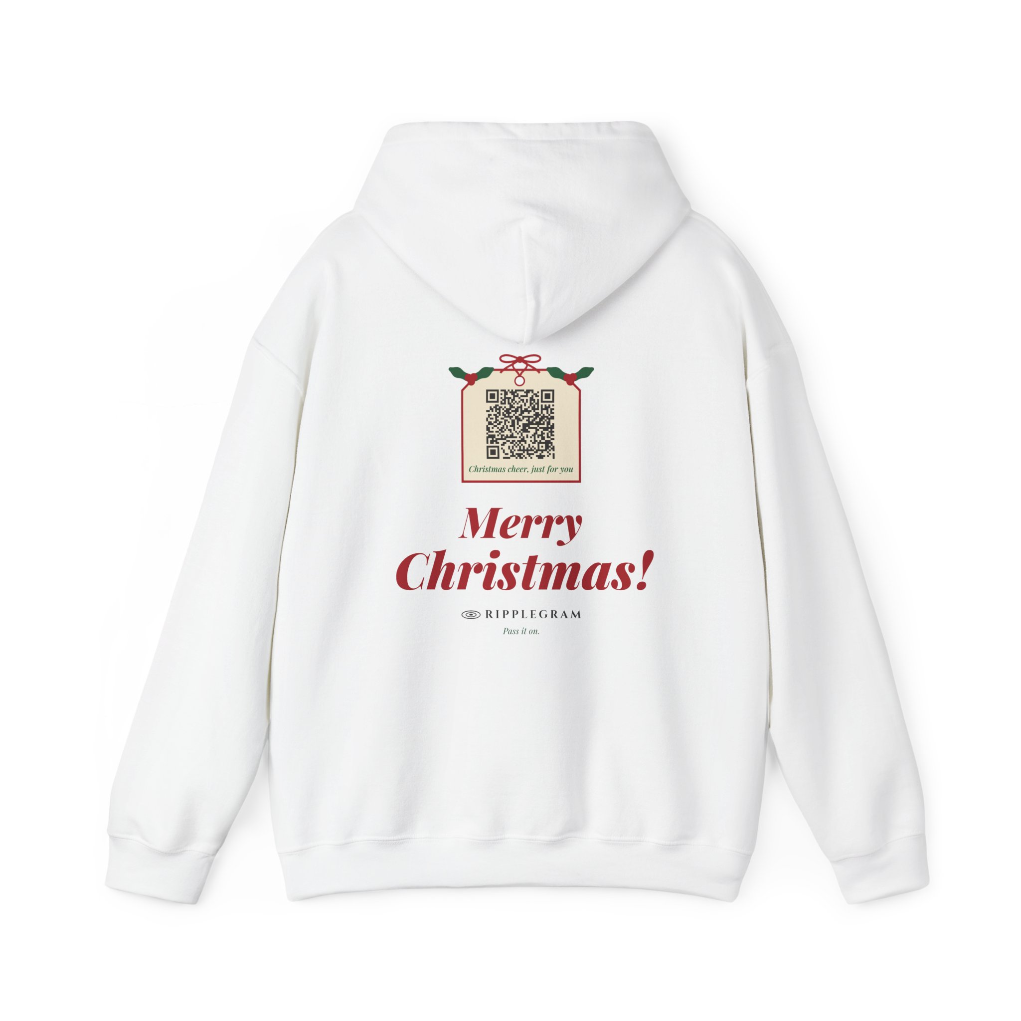 Merry Christmas! Gift Tag Ripplegram Hoodie in White