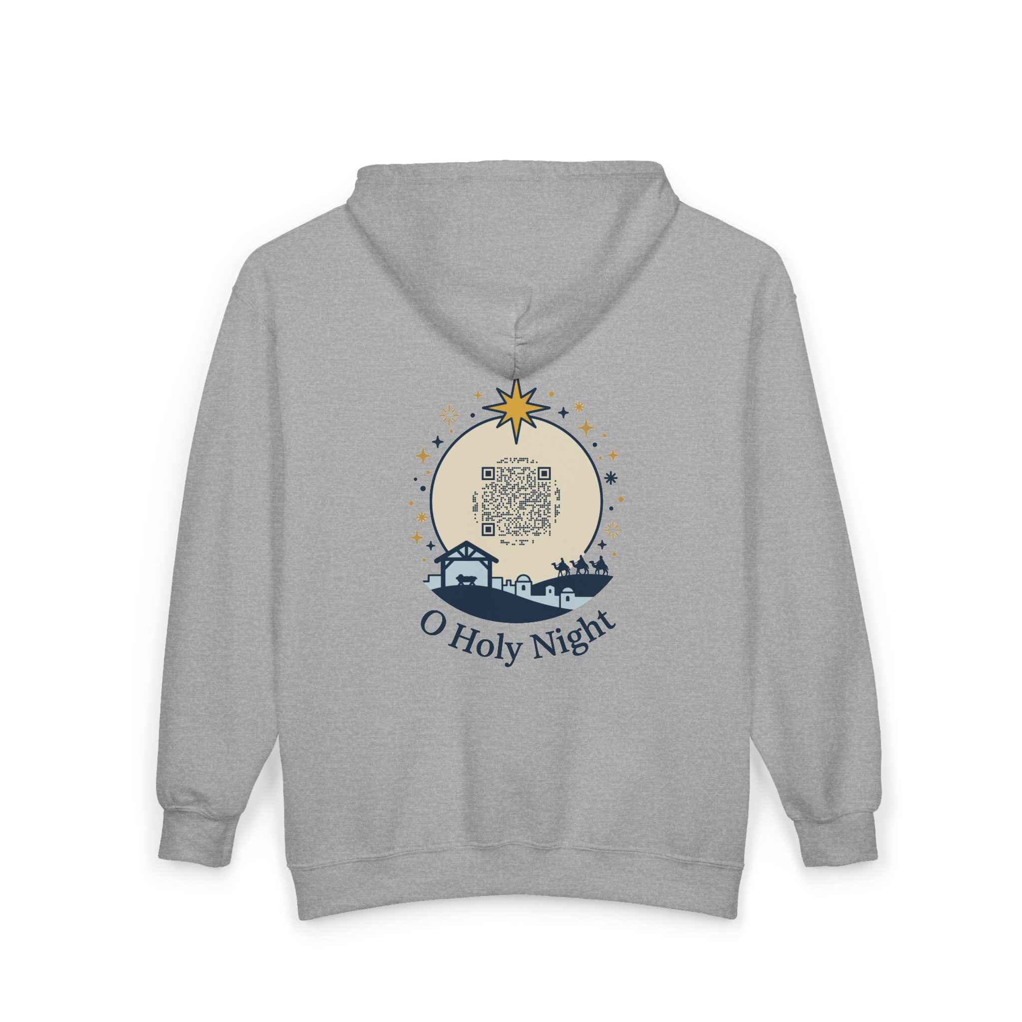 O Holy Night Ripplegram Full-Zip Hoodie in Sport Grey