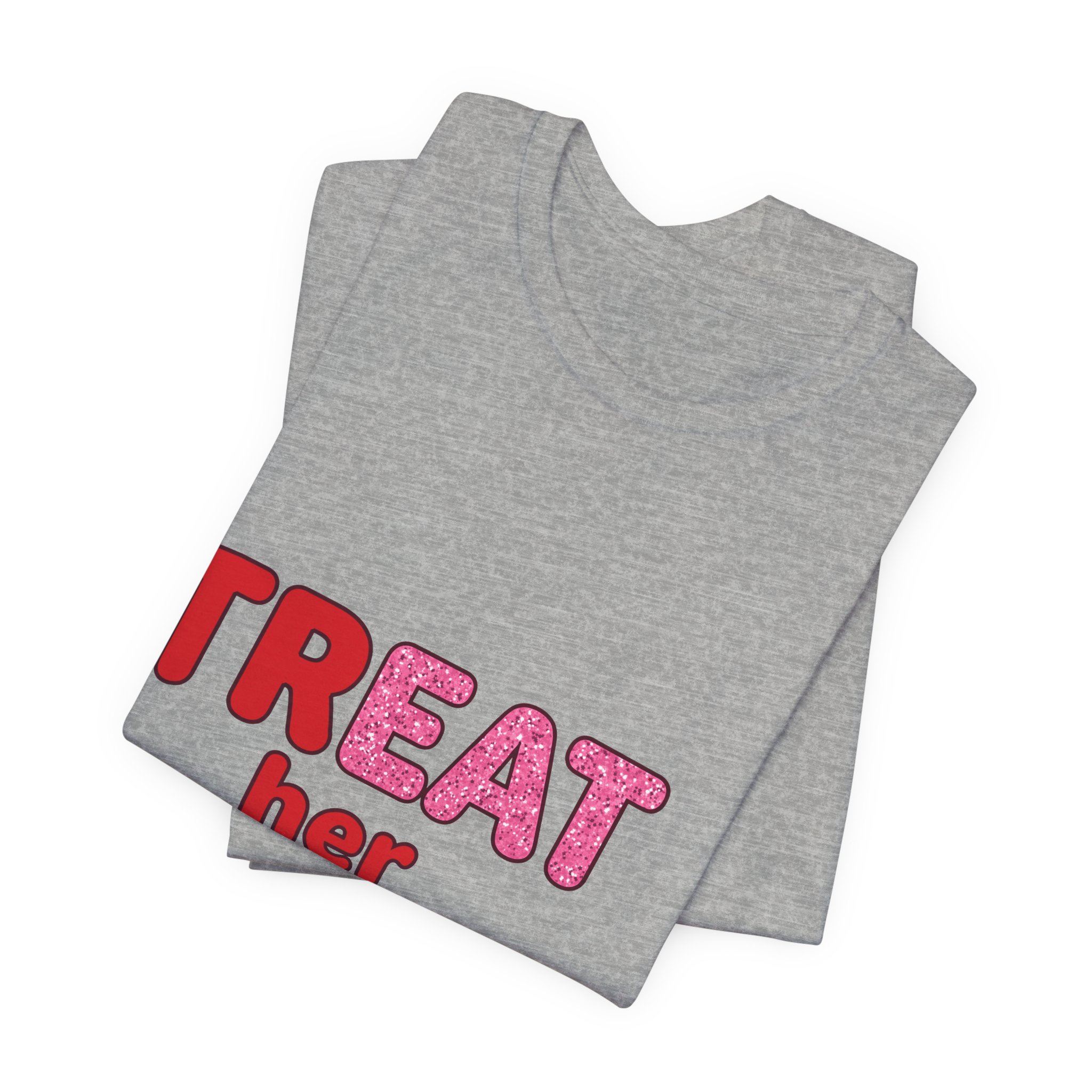 Treat Her With Love (Kiss) Tee in Athletic Heather, alternate view