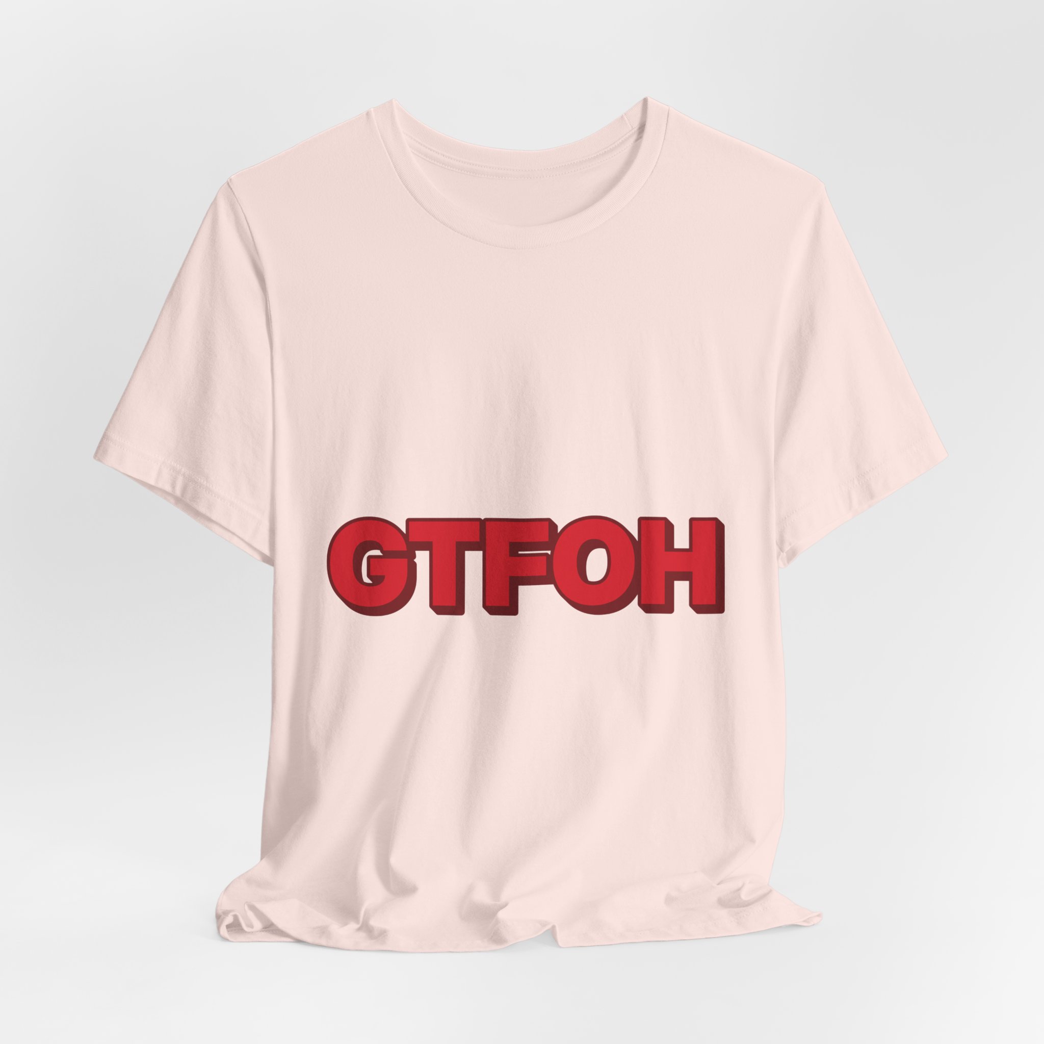 GTFOH Tee (Red on Pink) in Soft Pink, alternate view