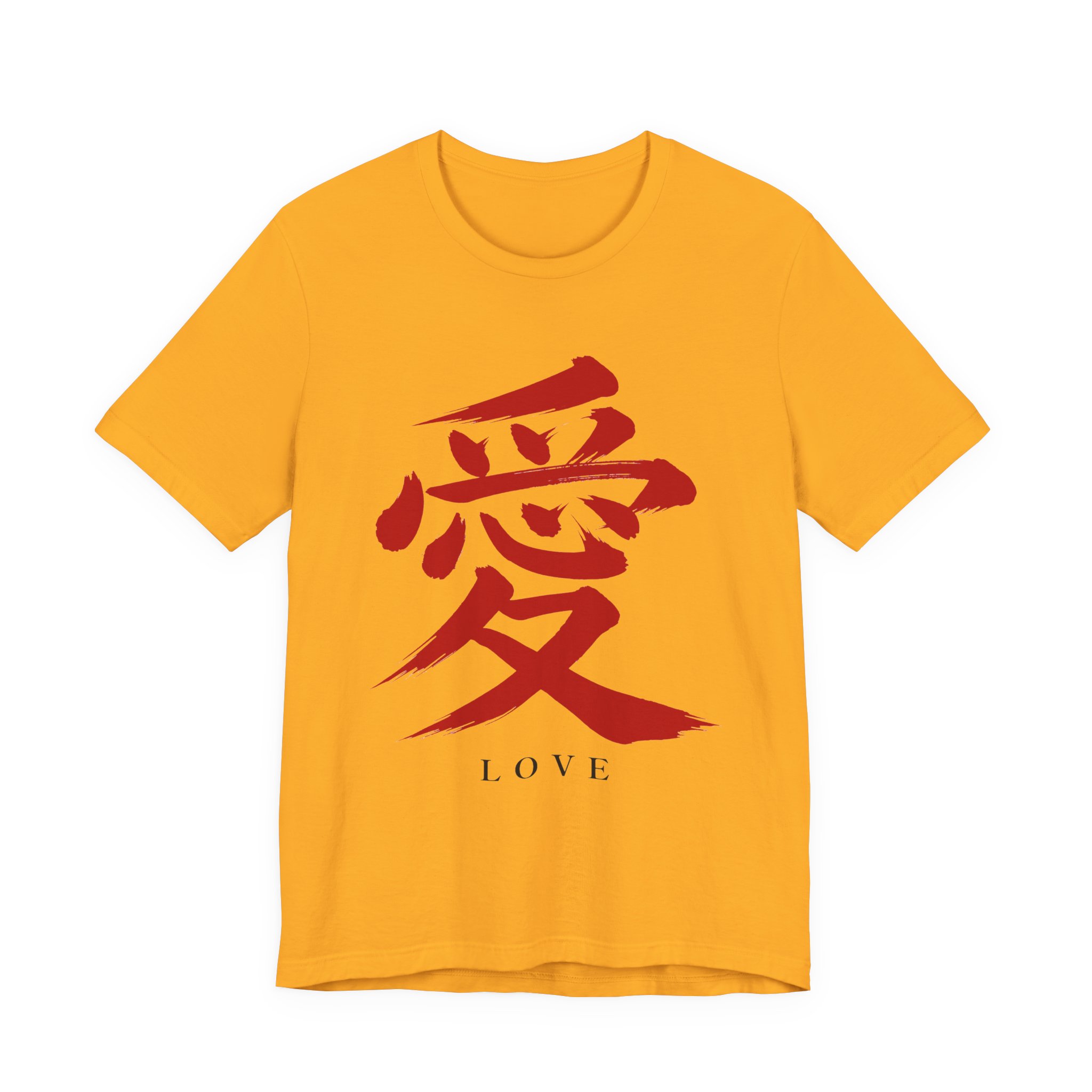Red Love Kanji Tee in Gold
