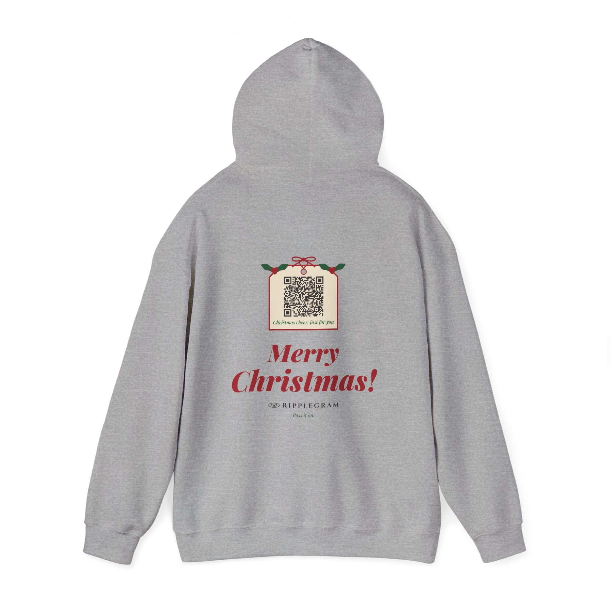 Merry Christmas! Gift Tag Ripplegram Hoodie in White, alternate view