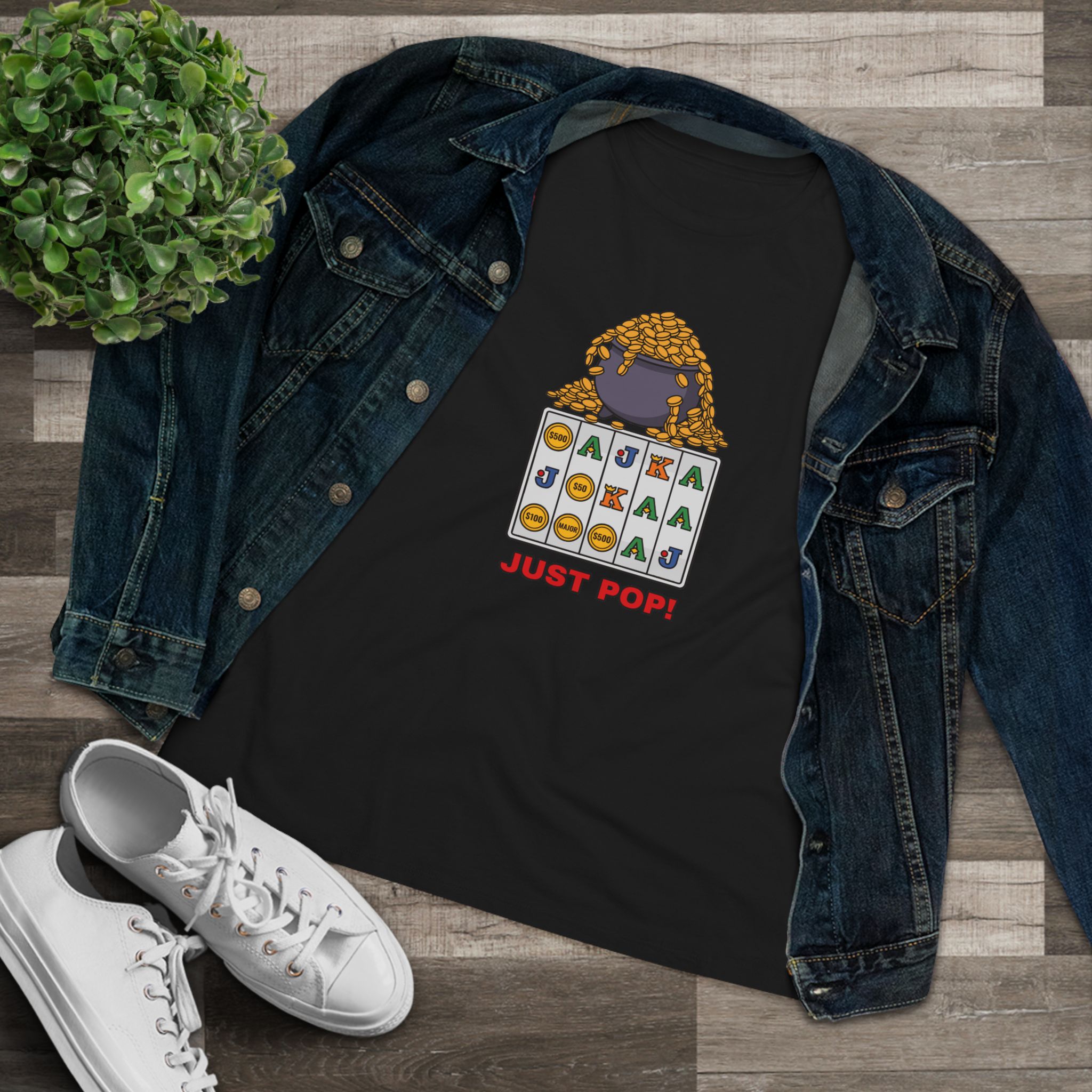 Just Pop! Women's Tee (Full Color) in Black, alternate view