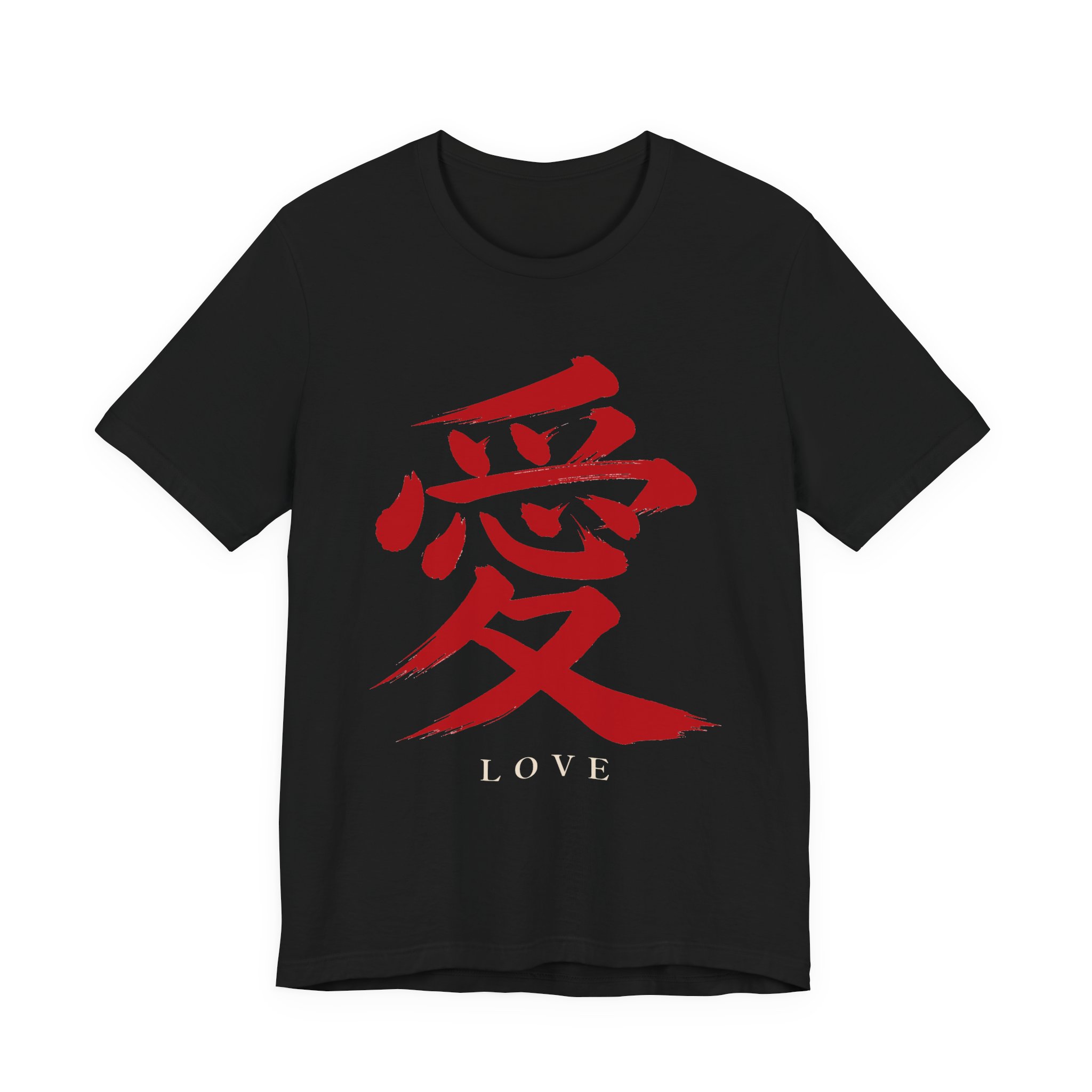 Red Love Kanji Tee in Black