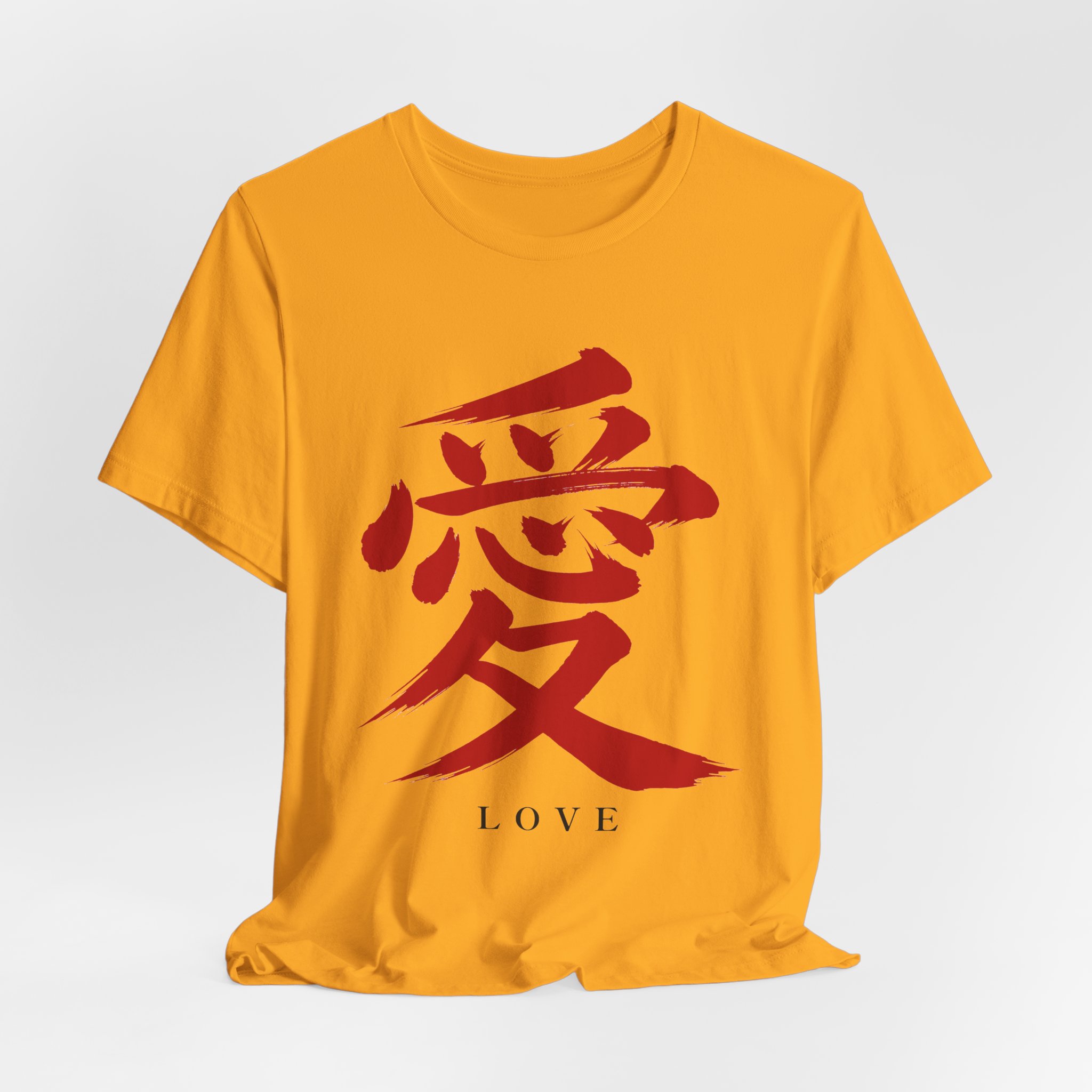 Red Love Kanji Tee in Gold, alternate view