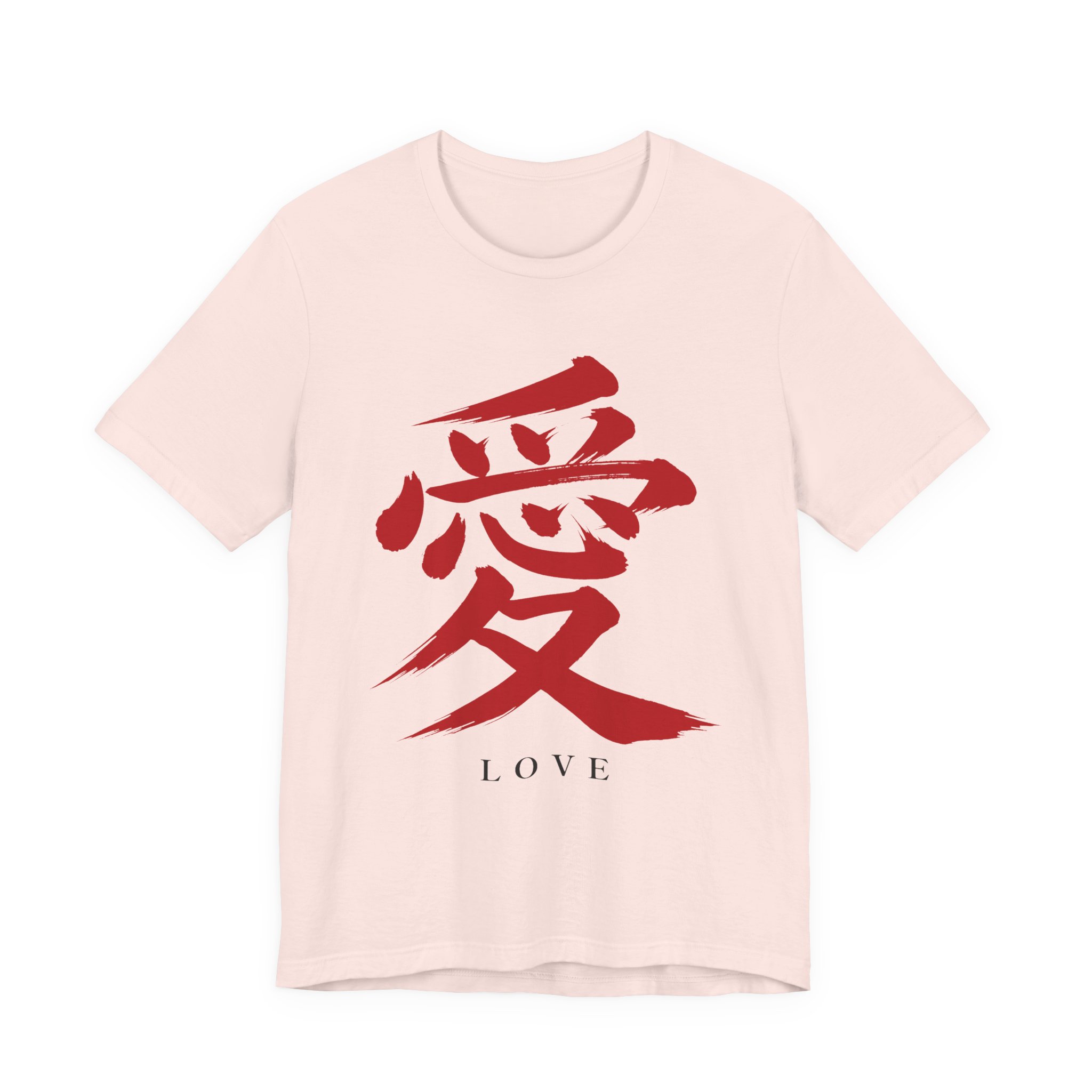 Red Love Kanji Tee in Soft Pink