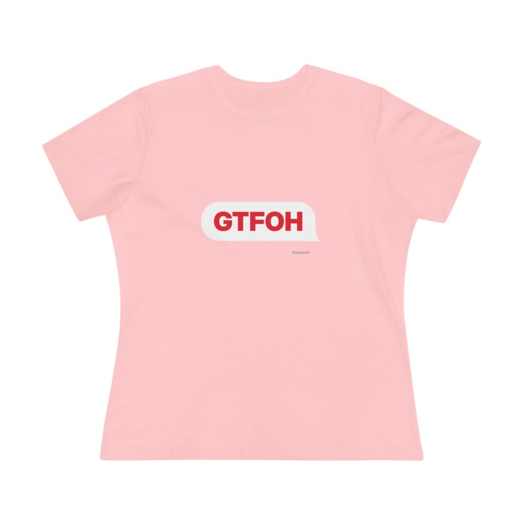 GTFOH Text Bubble Women's Tee (Red on Pink) in Pink