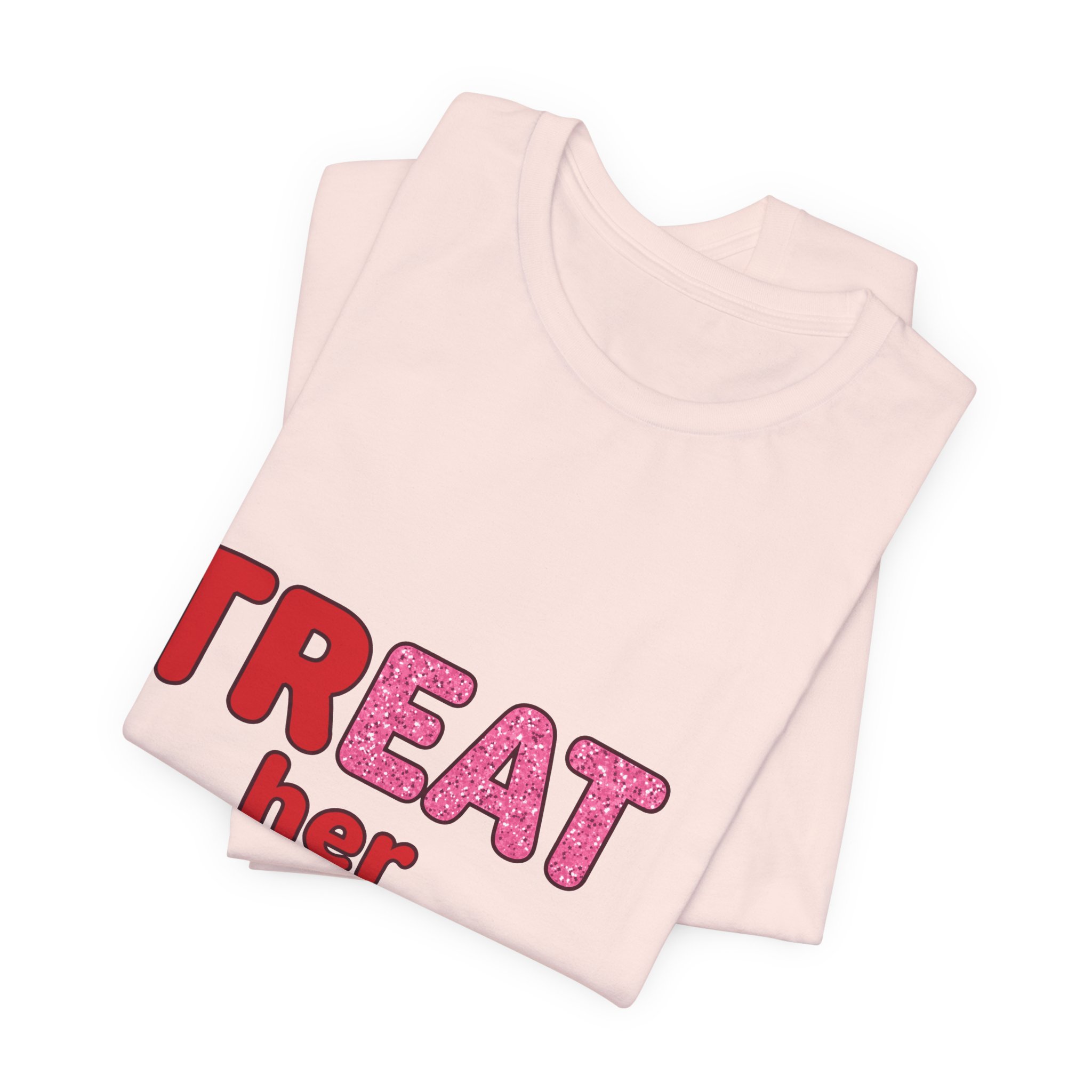 Treat Her With Love (Kiss) Tee in Soft Pink, alternate view
