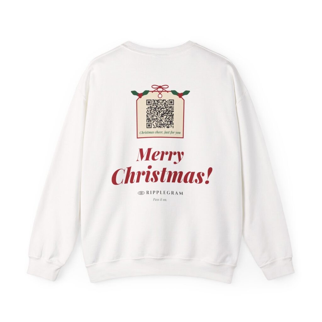 Merry Christmas! Gift Tag Ripplegram Crewneck Sweatshirt in White