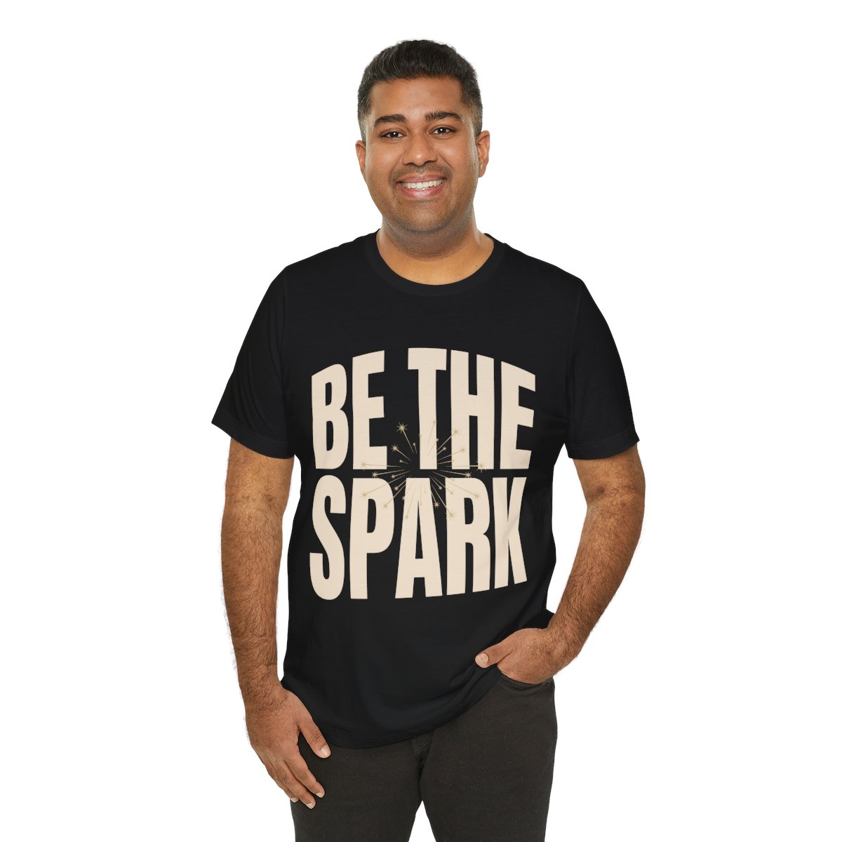 Be The Spark Tee in Black, on model